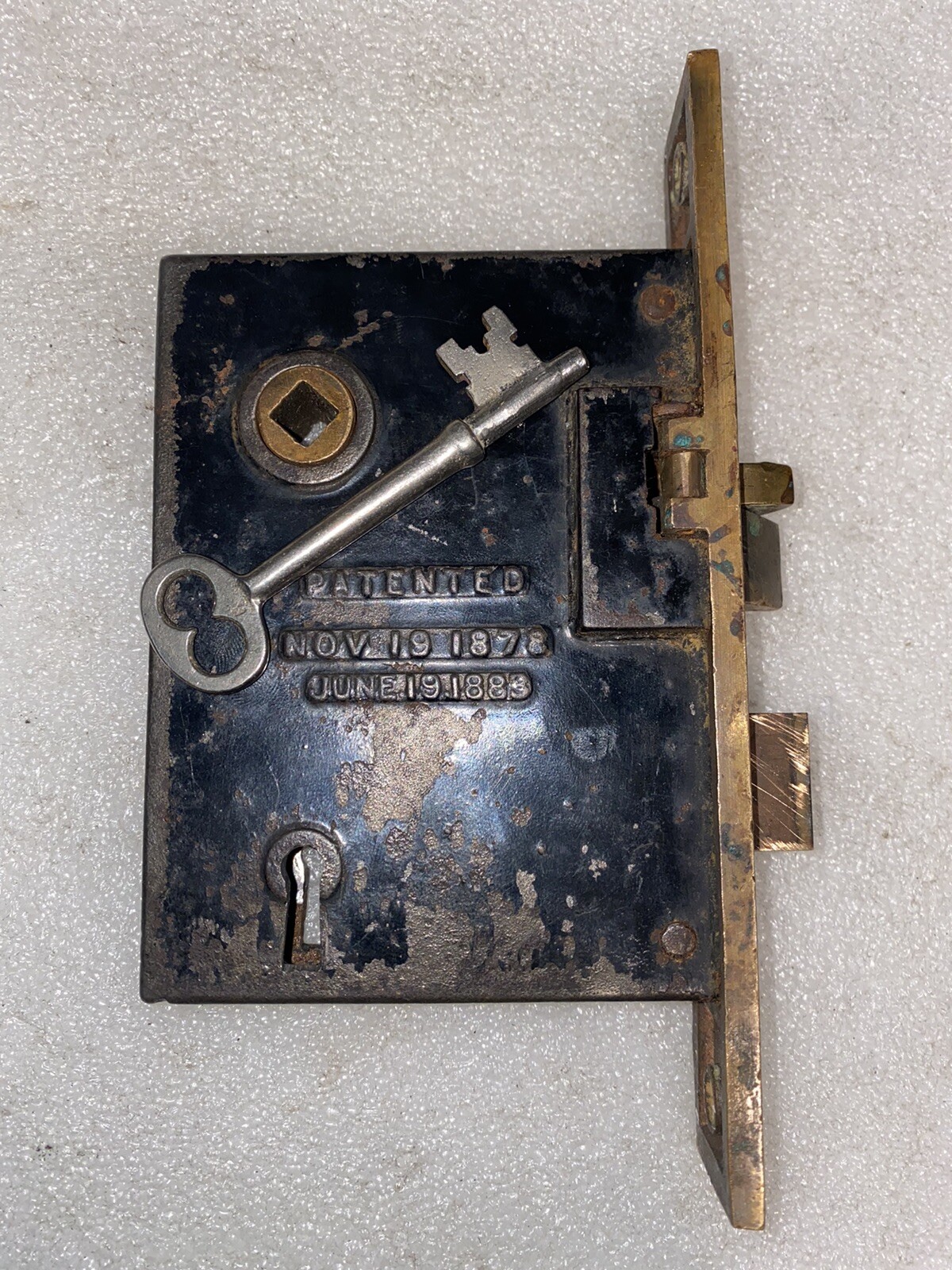 Beautiful Antique PF Corbin Mortise Lock & Skeleton Key Pat. Nov. 19/1878/1883 Beautiful Antique PF Corbin Mortise Lock & Skeleton Key Pat. Nov. 19/1878/1883