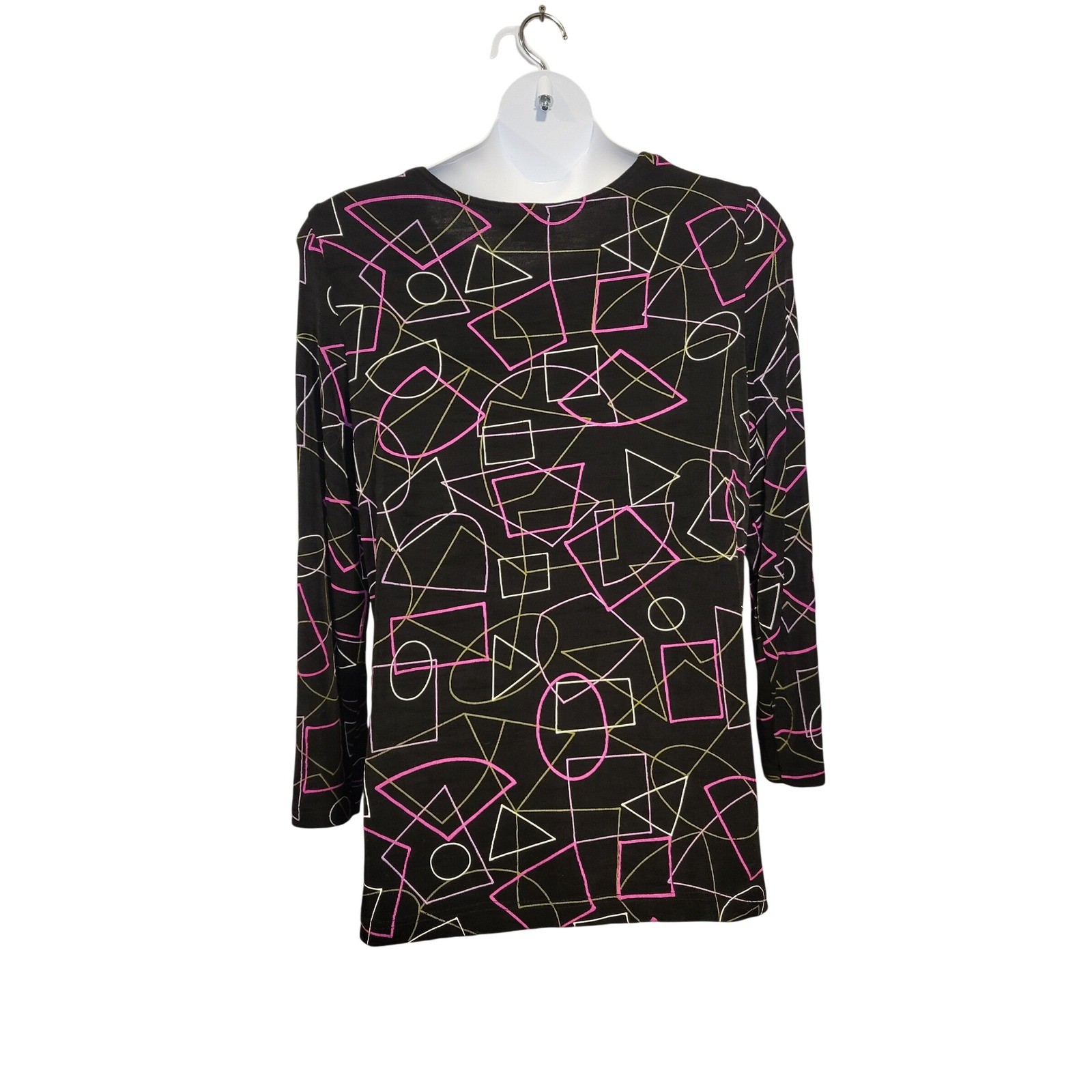 VTG Softwear Mark Singer Black Neon GeoPrint 1980s Rib Knit Textured Whimsy Top VTG Softwear Mark Singer Black Neon GeoPrint 1980s Rib Knit Textured Whimsy Top