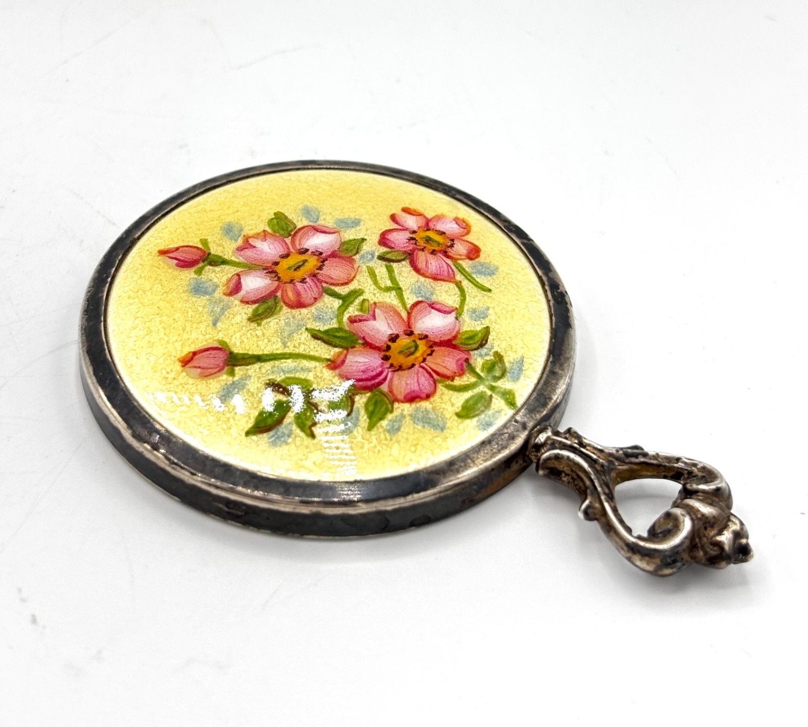 Vintage R. Blackinton Co Guilloche Enamel & Sterling Silver Hand Mirror 3.5” Vintage R. Blackinton Co Guilloche Enamel & Sterling Silver Hand Mirror 3.5”