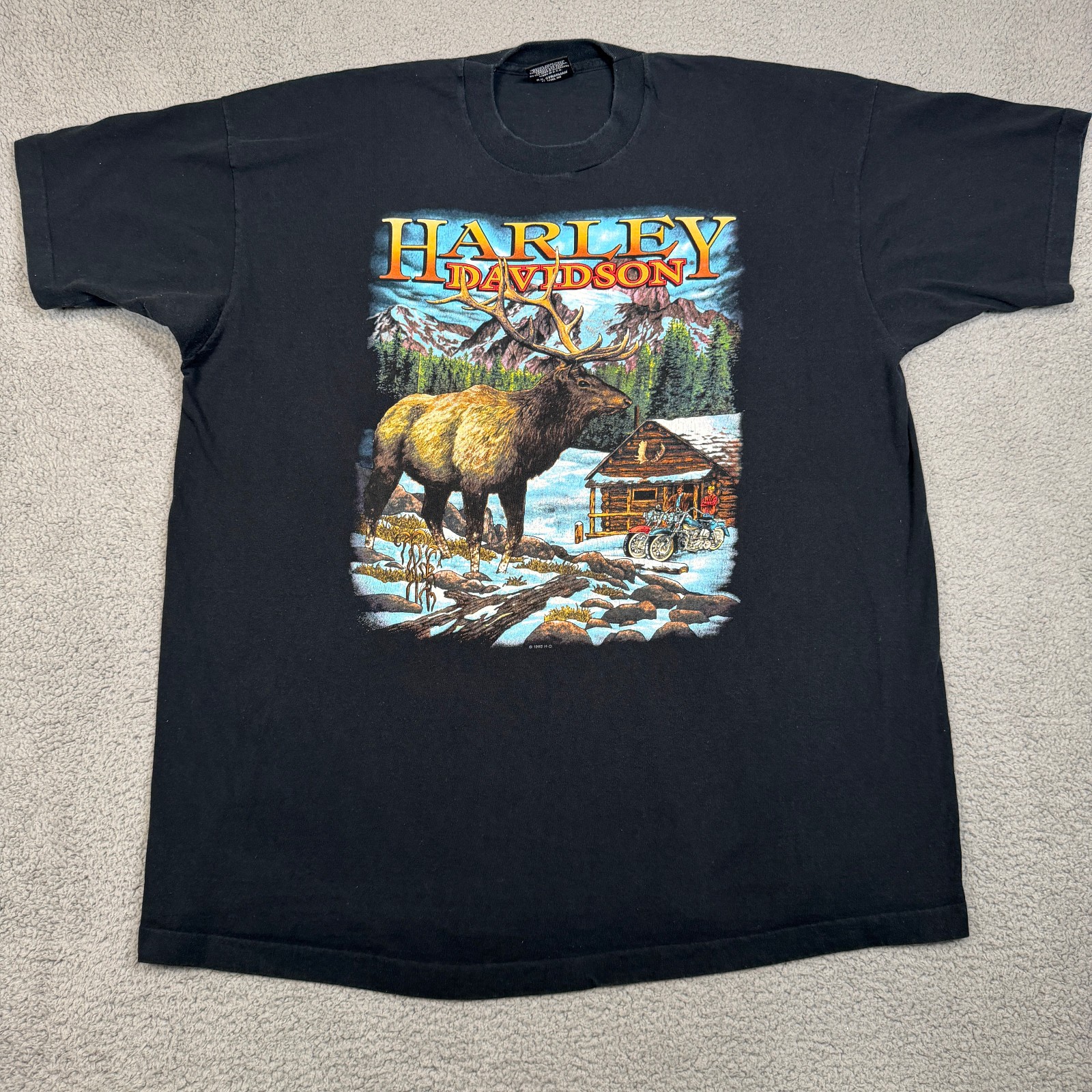 Vintage Harley Davidson Tee Shirt Mens 3XL Black 90s Stratman Single Stitch Vintage Harley Davidson Tee Shirt Mens 3XL Black 90s Stratman Single Stitch