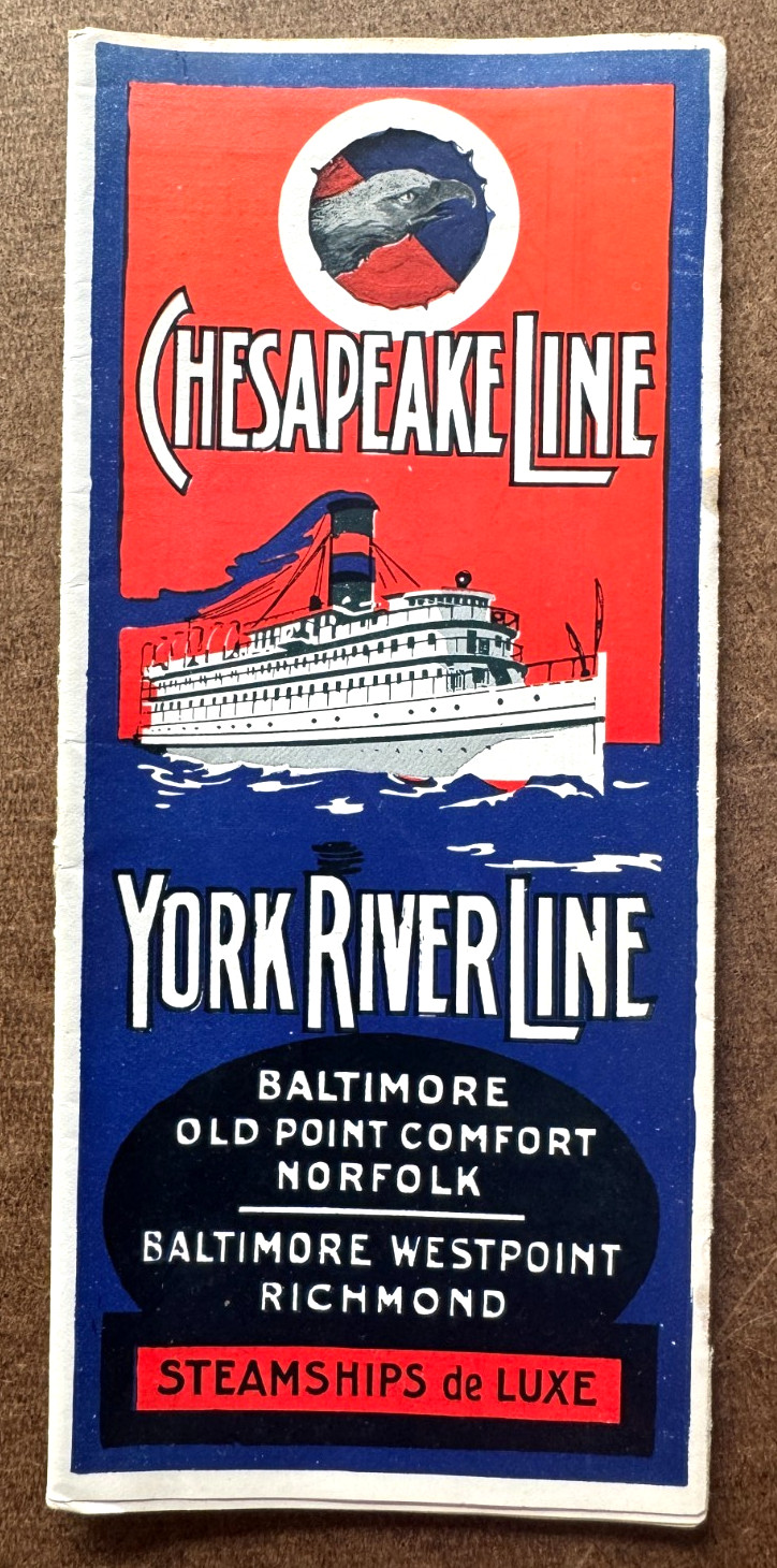 ca 1910s Chesapeake York River Line Illustrated Brochure Steamships Deck Plans