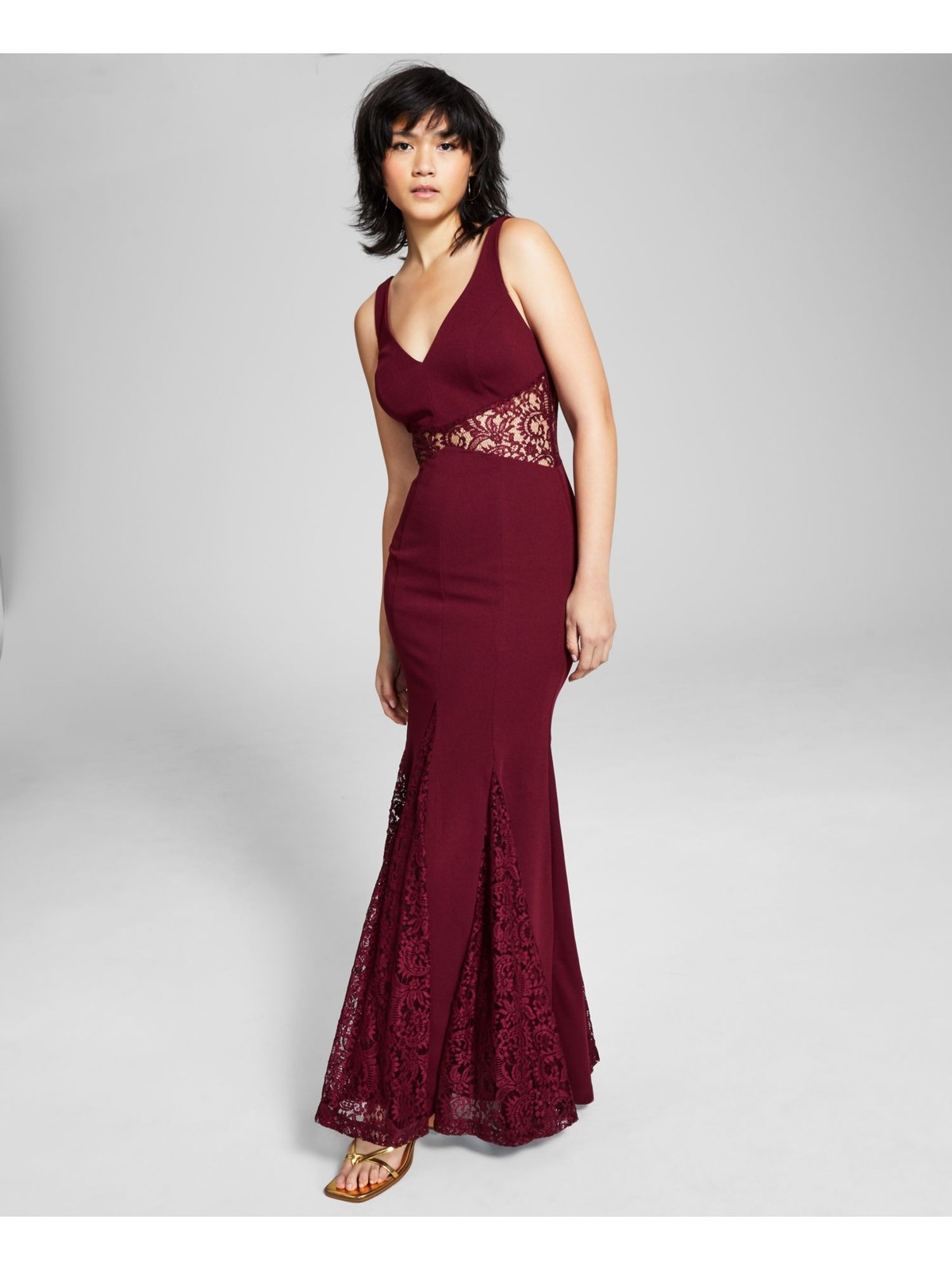 TRIXXI Womens Maxi Dress Maroon Formal Partially Lined Godet Juniors 15