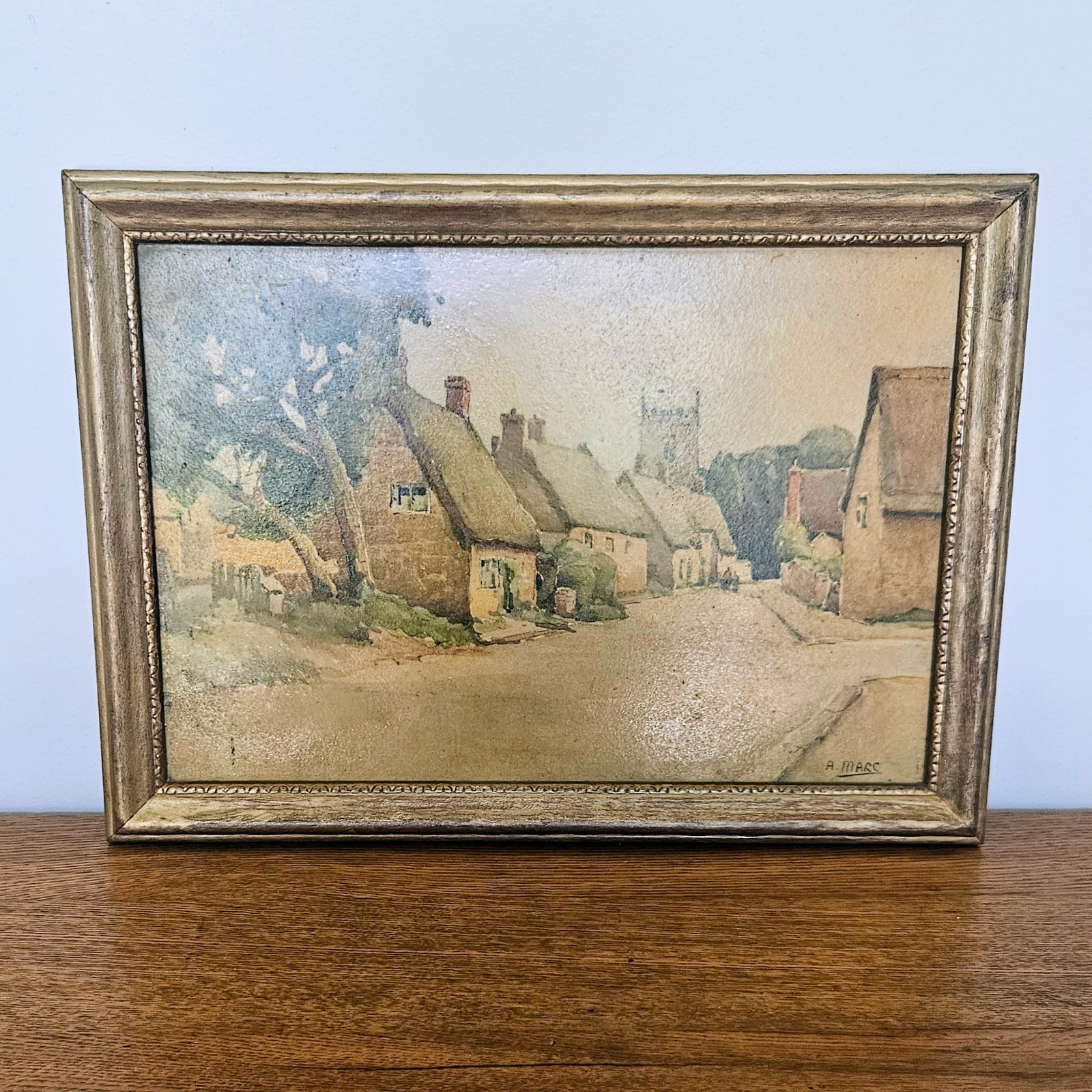 Vtg Lithograph Church Street Village Signed Oxfordshire Nancy Meyers MCM