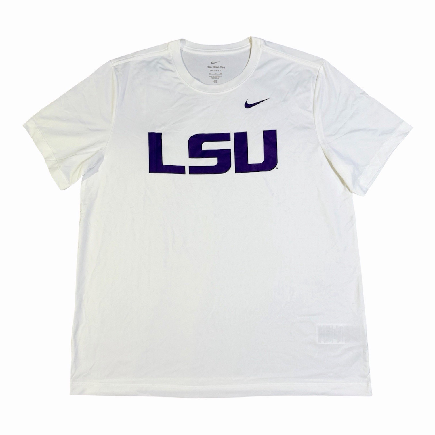 Nike Men\'s White LSU Tigers Primetime Evergreen Logo T-Shirt XL Spelled Out Logo
