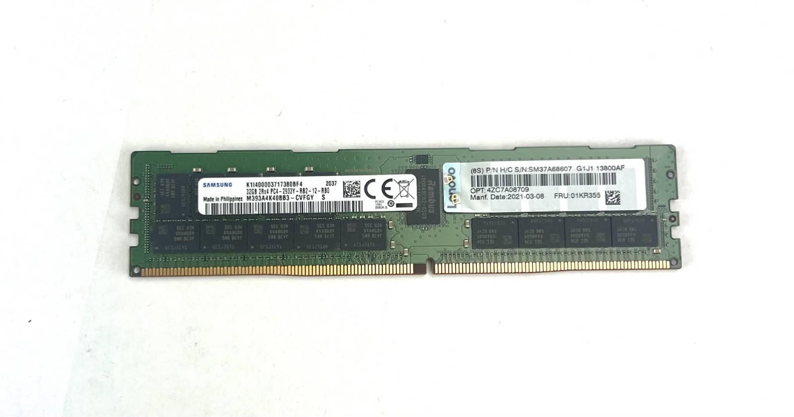 Samsung 32GB DDR4 PC4-2933Y 2Rx4 ECC REG DIMM M393A4K40BB3-CVF SERVER MEM Samsung 32GB DDR4 PC4-2933Y 2Rx4 ECC REG DIMM M393A4K40BB3-CVF SERVER MEM