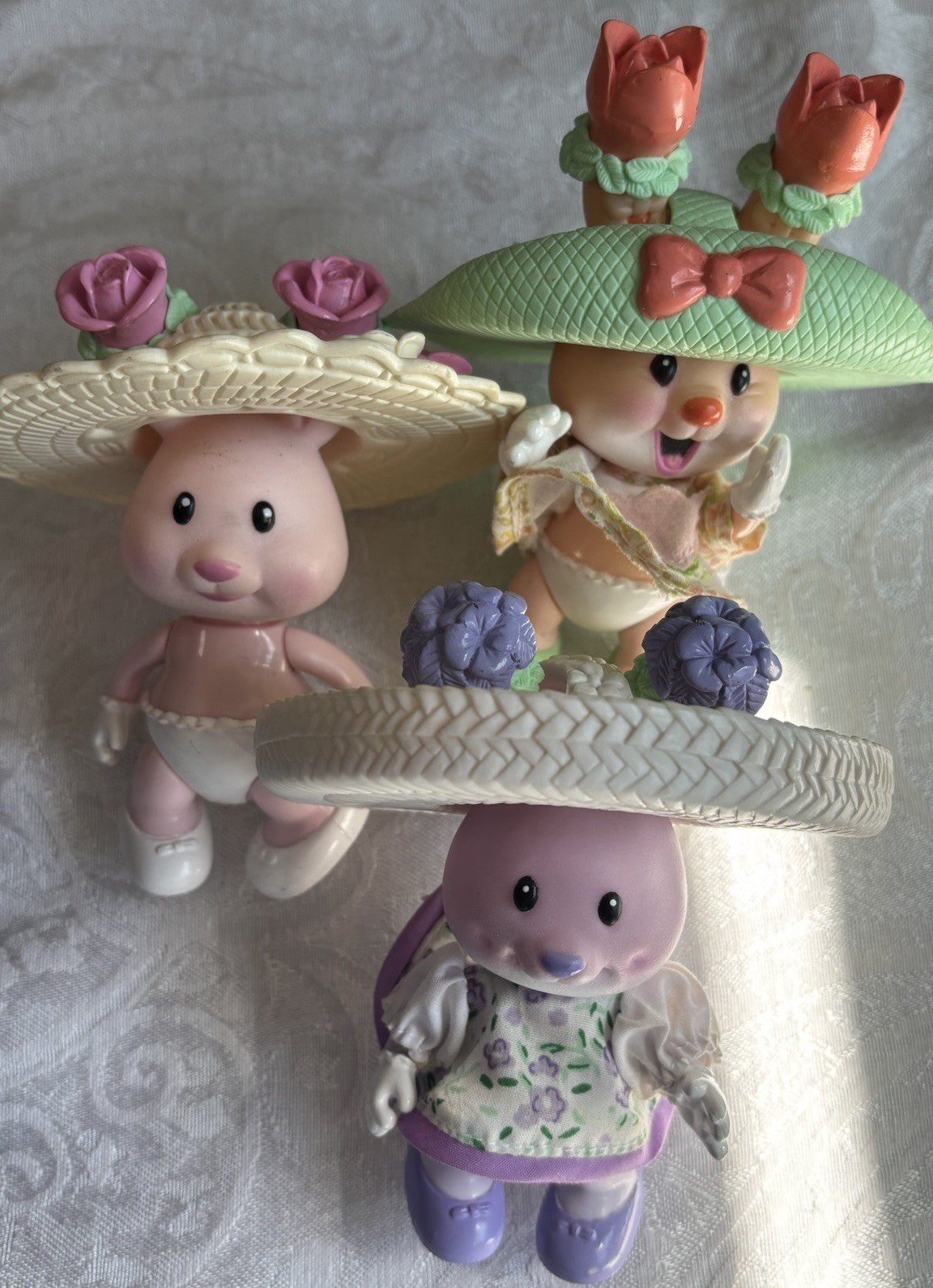 Vintage Tomy Tea Bunnies Lot Candy Violet Bunny, Tulip Blossom, Rose Vintage Tomy Tea Bunnies Lot Candy Violet Bunny, Tulip Blossom, Rose