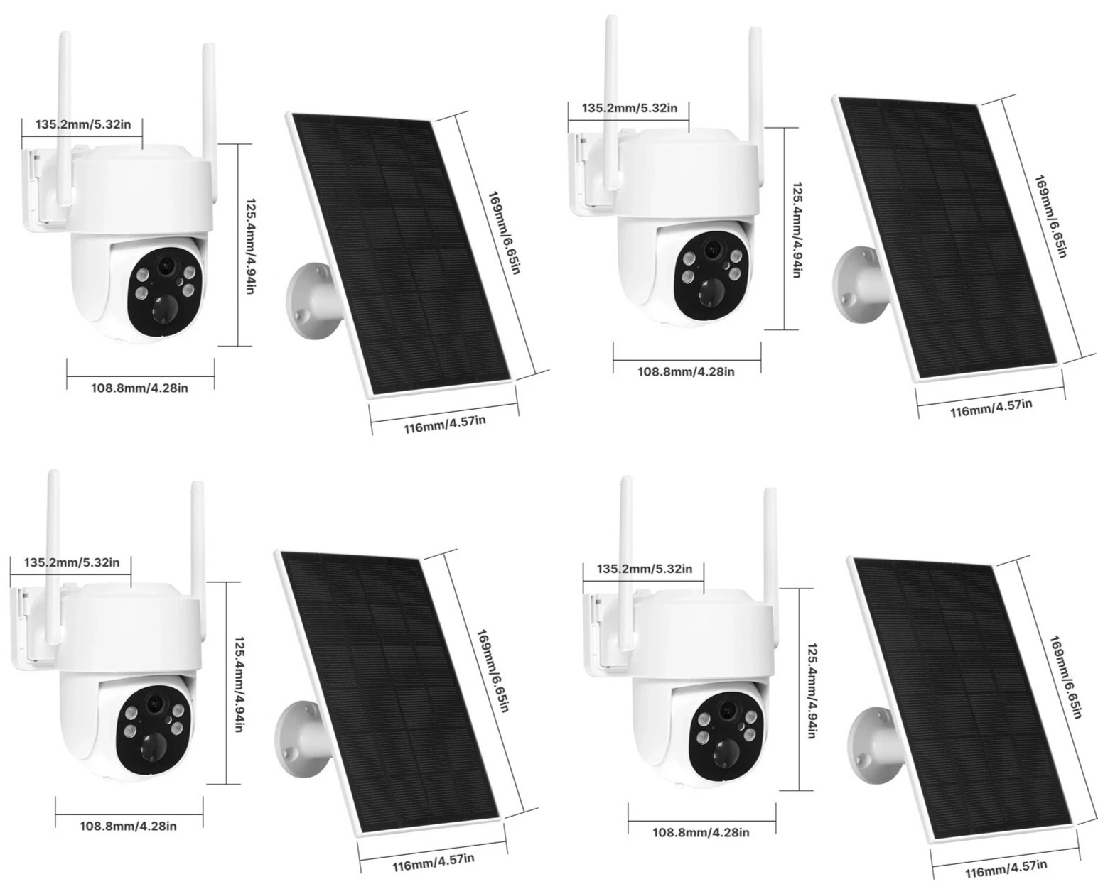 4pcs-Outdoor Security Camera 2K HD Solar Cloud IP Waterproof Night Vision 2.4Ghz