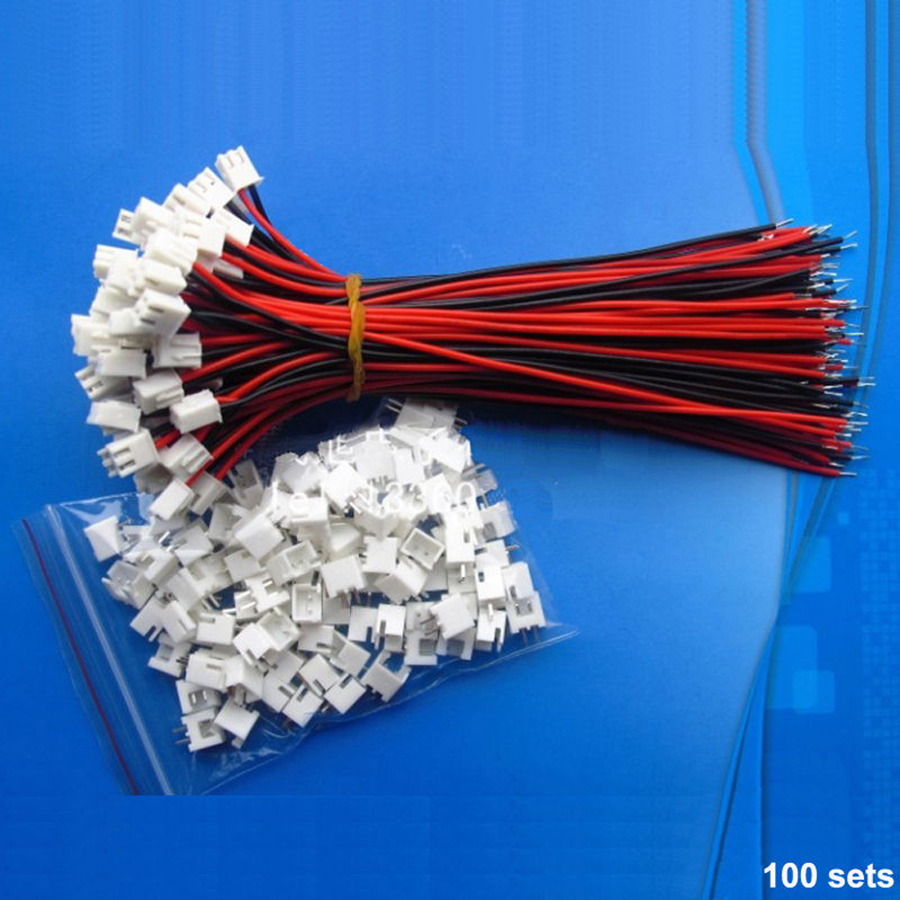 JST-XH 2.54mm Pitch 2P Connectors Cable Plug Socket 15cm Battery Wire 100pcs Set