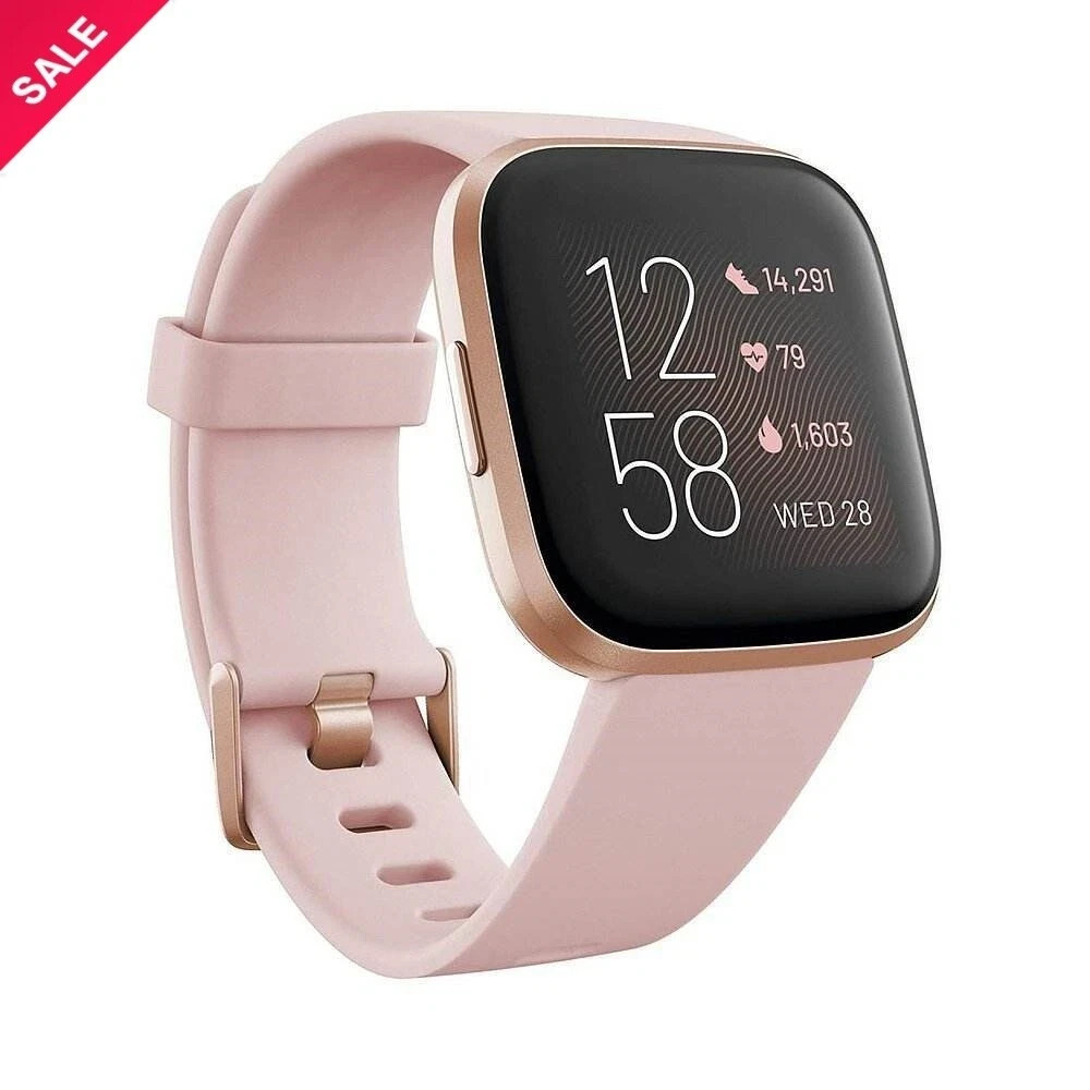 New Fitbit Versa 2 Health & Fitness Smartwatch Activity Tracker S & L Sizes Pink
