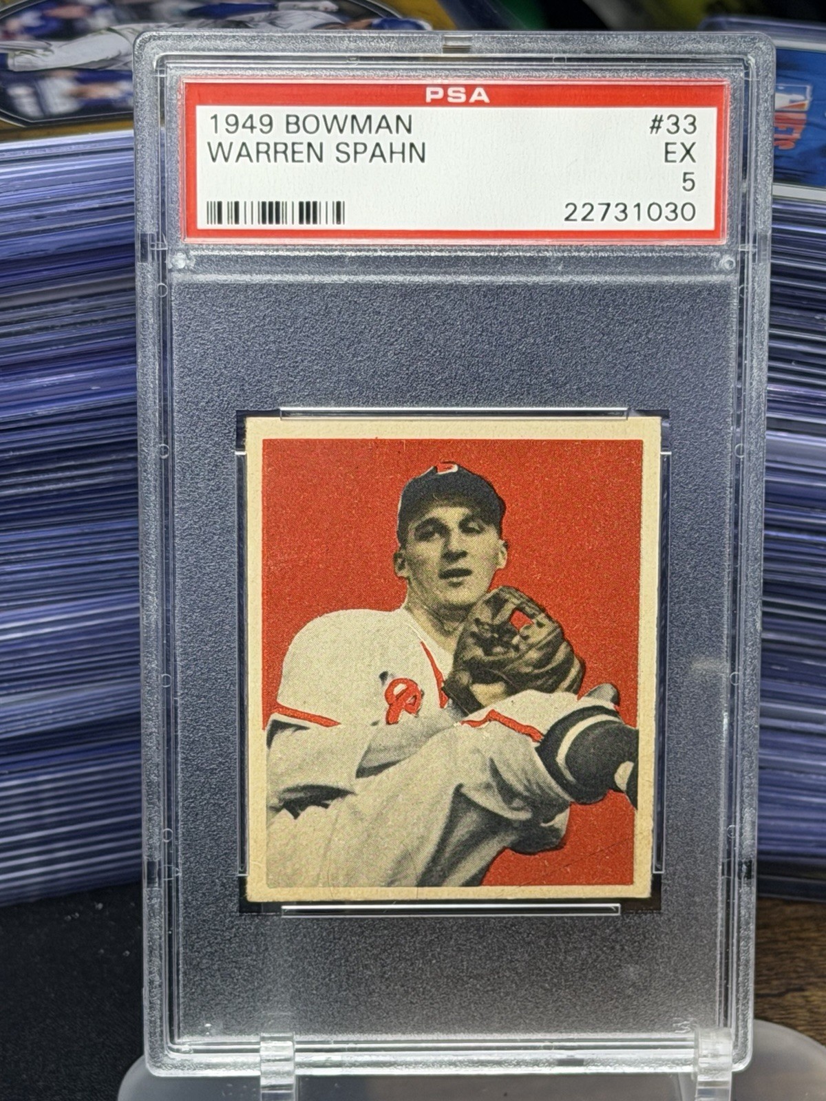 1949 Bowman Warren Spahn #33 PSA 5 EX Boston Braves HOF Vintage Baseball