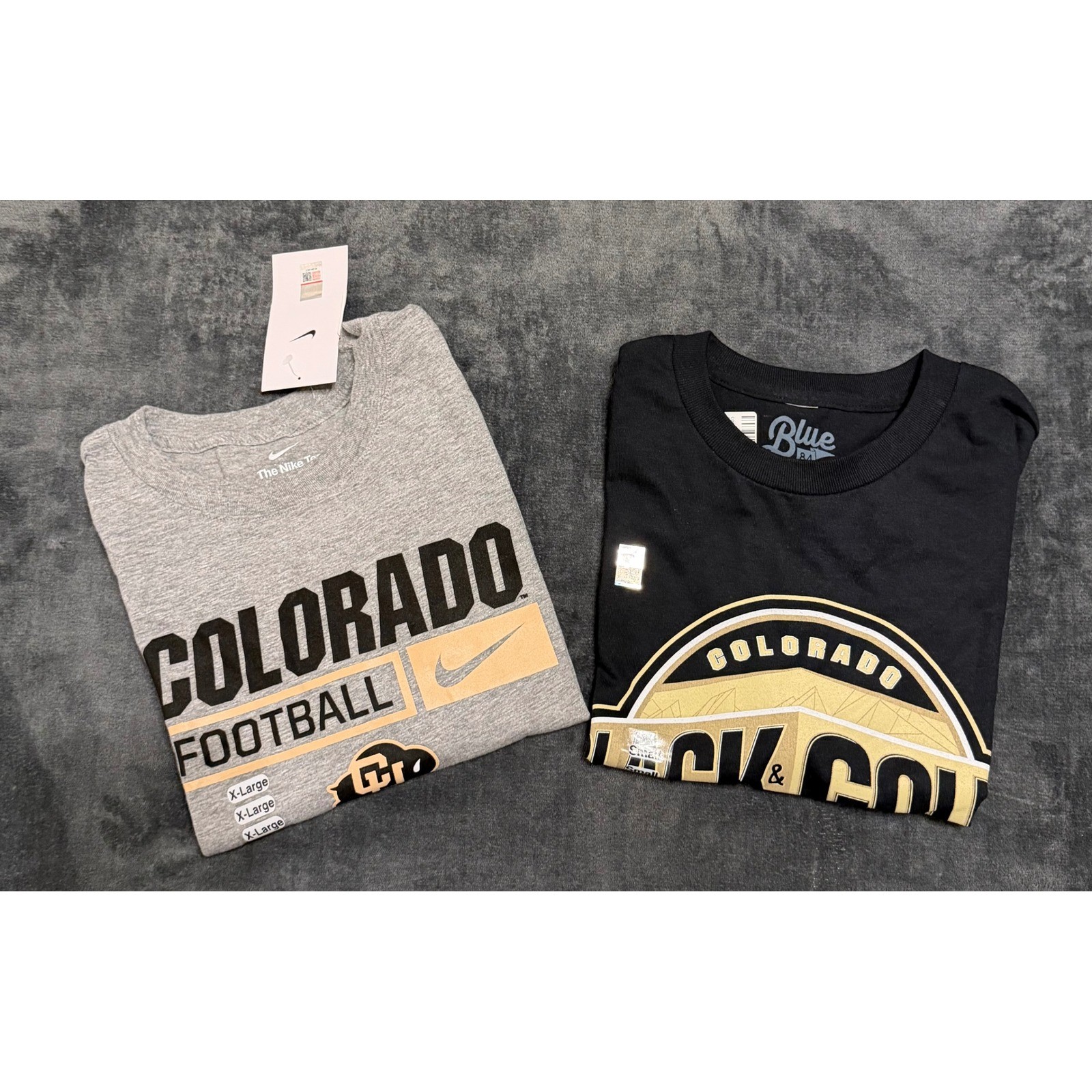 Nike Colorado Buffaloes Football T-Shirt Bundle Grey XL Black Small NWT CU