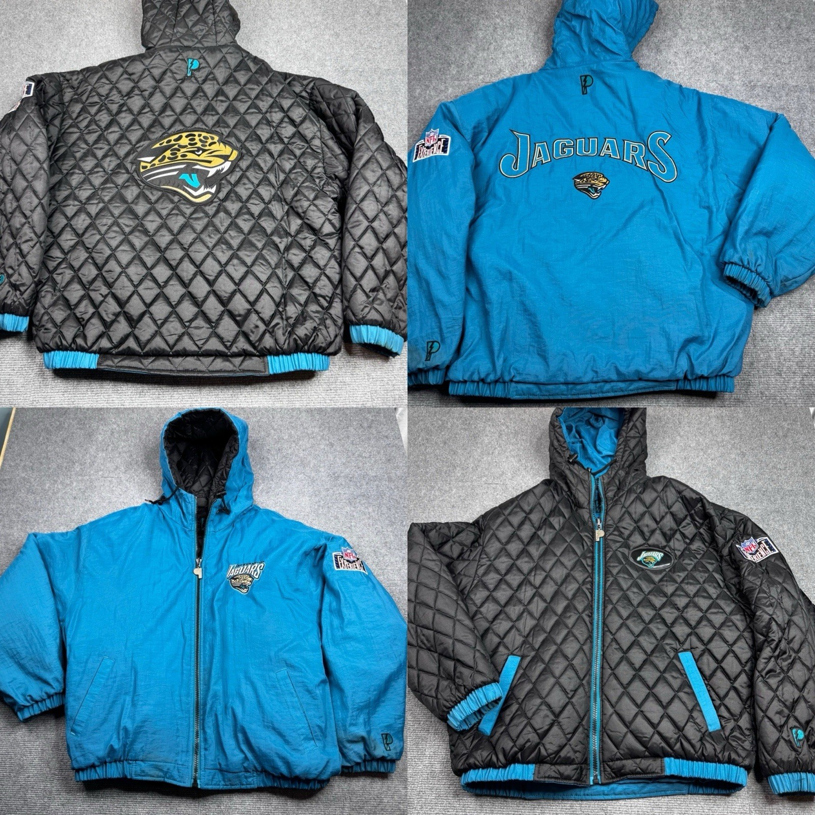 Vintage Pro Player Jacket Reversible Puffer NFL Jacksonville Jaguars Large 90s Vintage Pro Player Jacket Reversible Puffer NFL Jacksonville Jaguars Large 90s