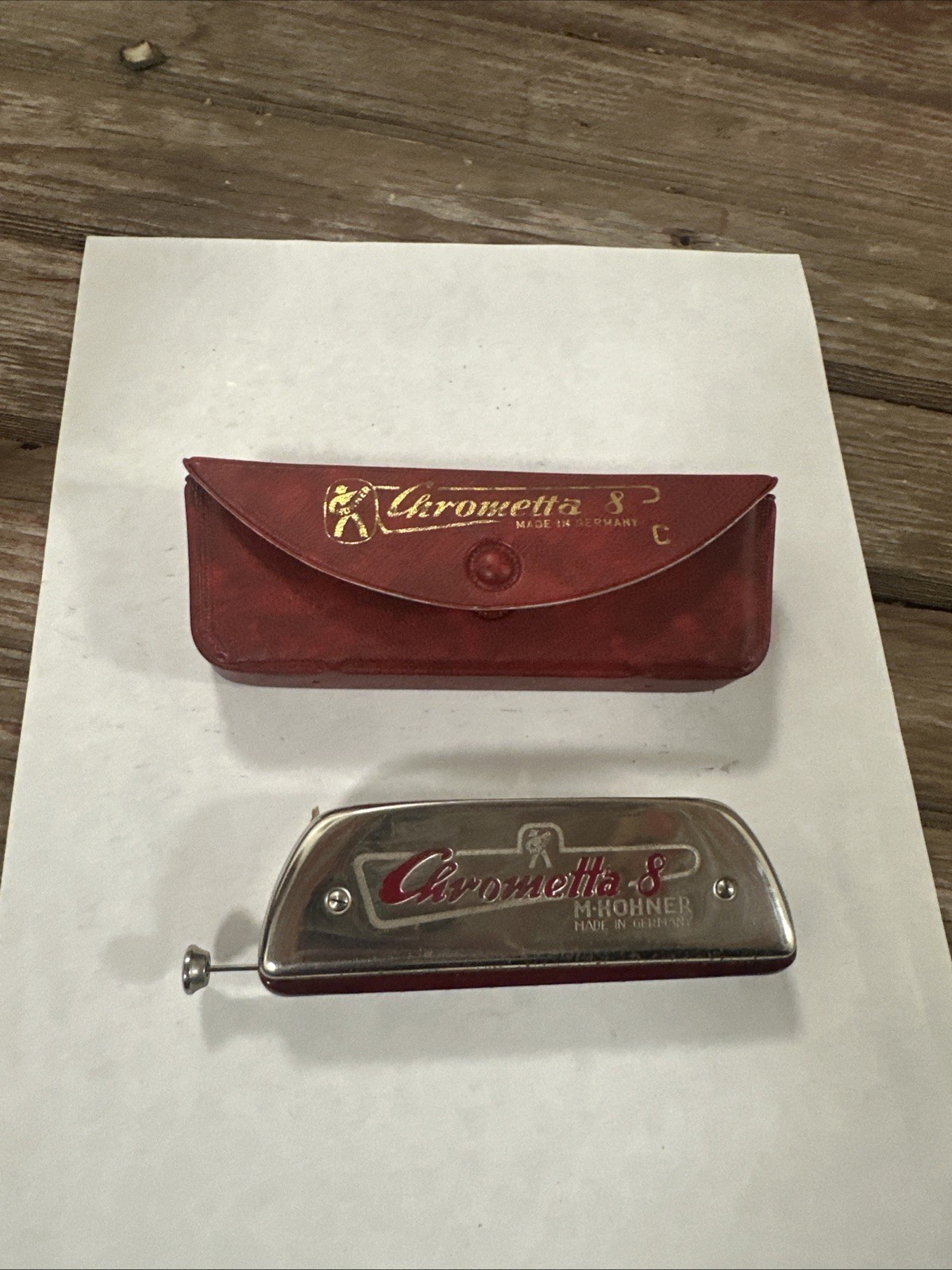 Vintage M. Hohner Chrometta 8 Harmonica with case used