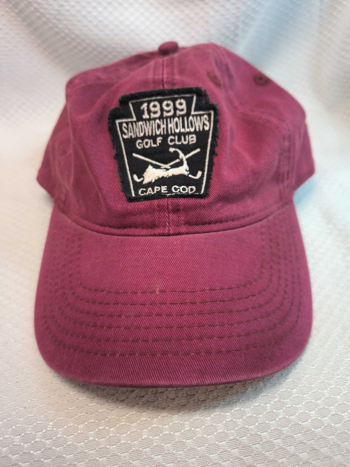 Vintage 1999 Sandwich Hollows Golf Club Cape Cod Hat Ahead Maroon Snapback