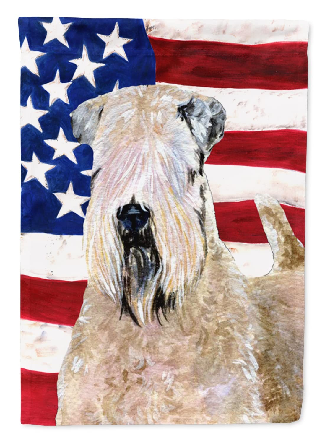 Caroline\'s Treasures SS4019CHF USA American Flag Wheaten Terrier Soft Coated