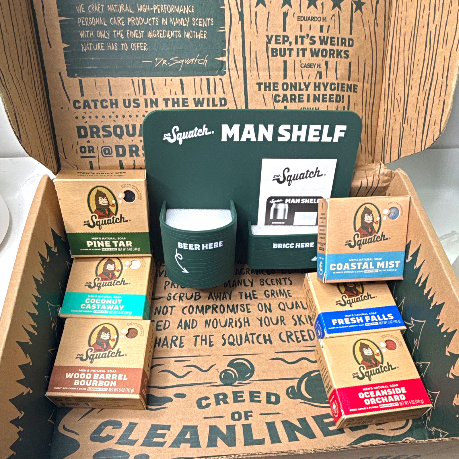 Dr. Squatch Man Shelf Multipack Bar Soap Set Pine Tar + Fresh Falls