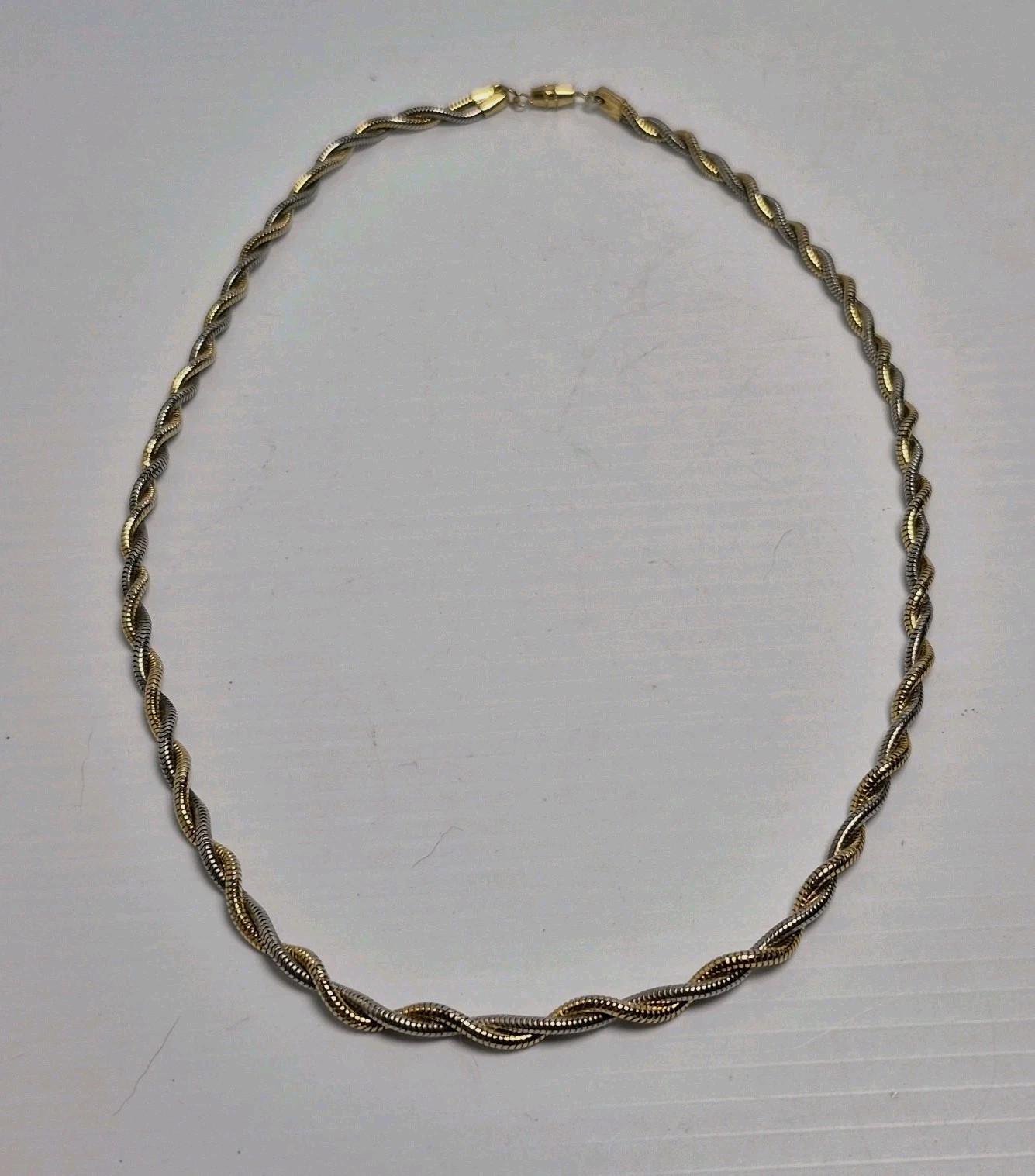 Vtg Multi Two Tone Twist Twisted Snake Chain Necklace 22\ Vtg Multi Two Tone Twist Twisted Snake Chain Necklace 22\