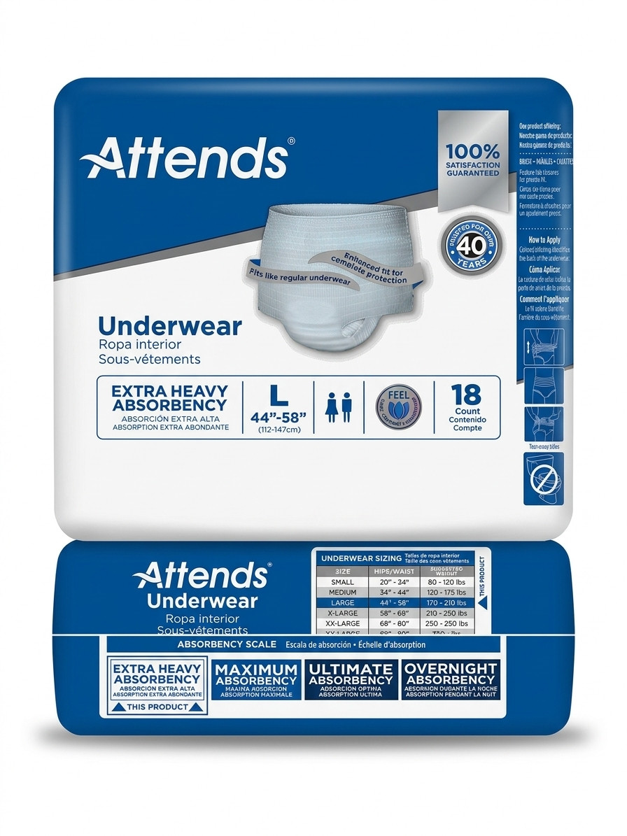 Attends Disposable Underwear APV30 Large Moderate 72-Count (Four 18-Count Packs) Attends Disposable Underwear APV30 Large Moderate 72-Count (Four 18-Count Packs)