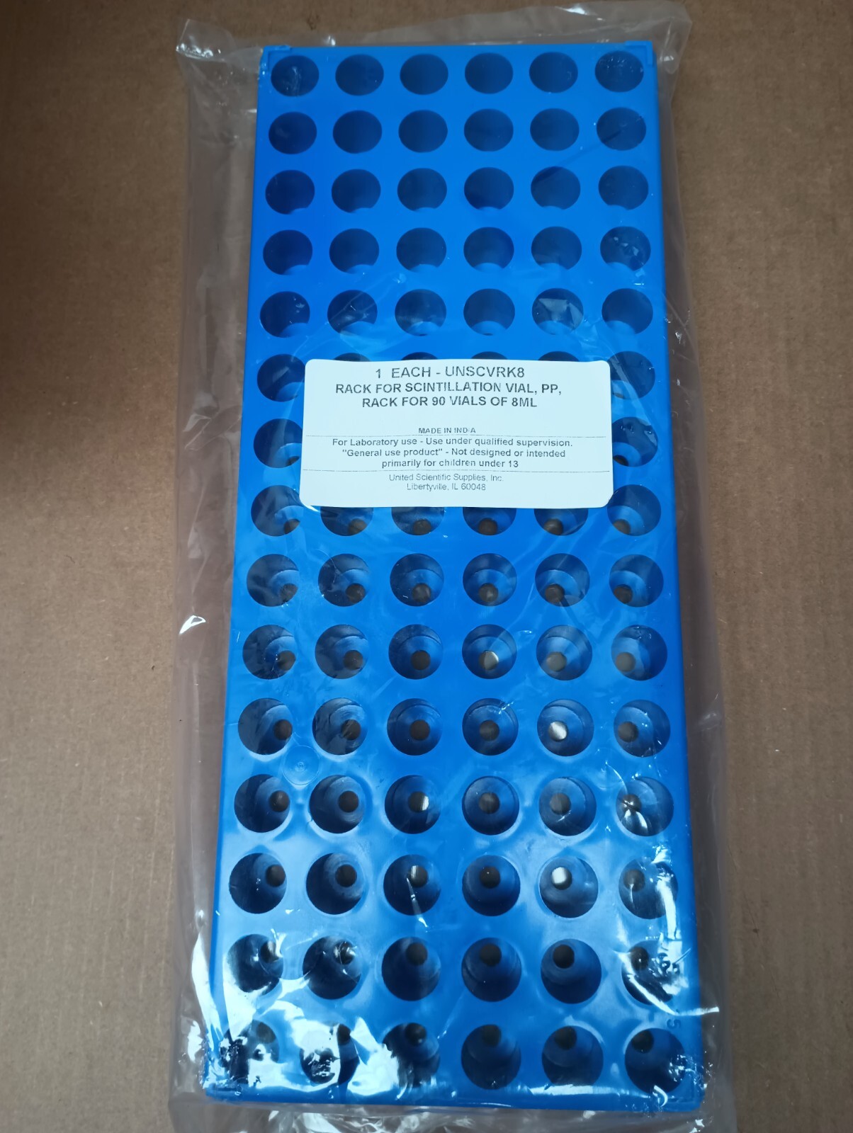 UNITED SCIENTIFIC RACK FOR 90 VIALS OF 8ML UNSCVRK8 BRAND NEW FAST/FREE SHIPPING