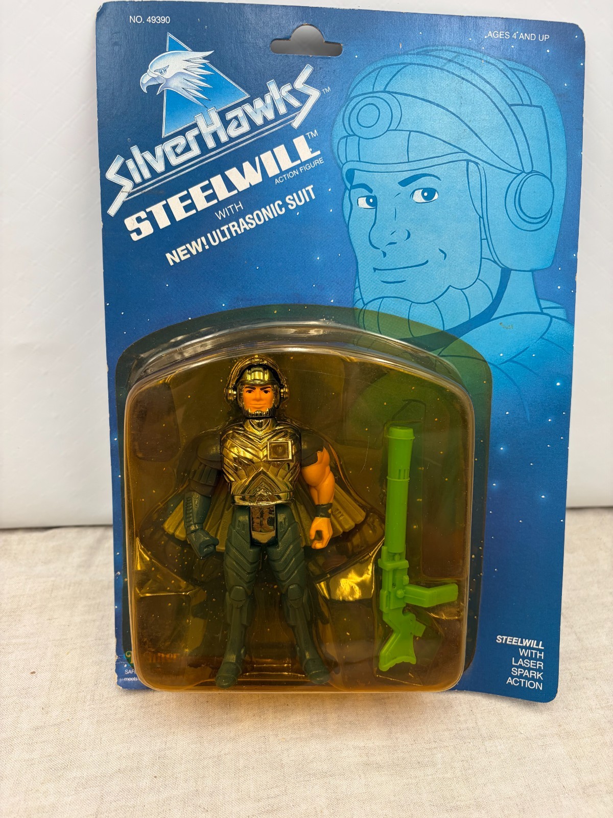 Vintage 1987 Kenner Silverhawks action figure Steelwill UltraSonic Suit on card