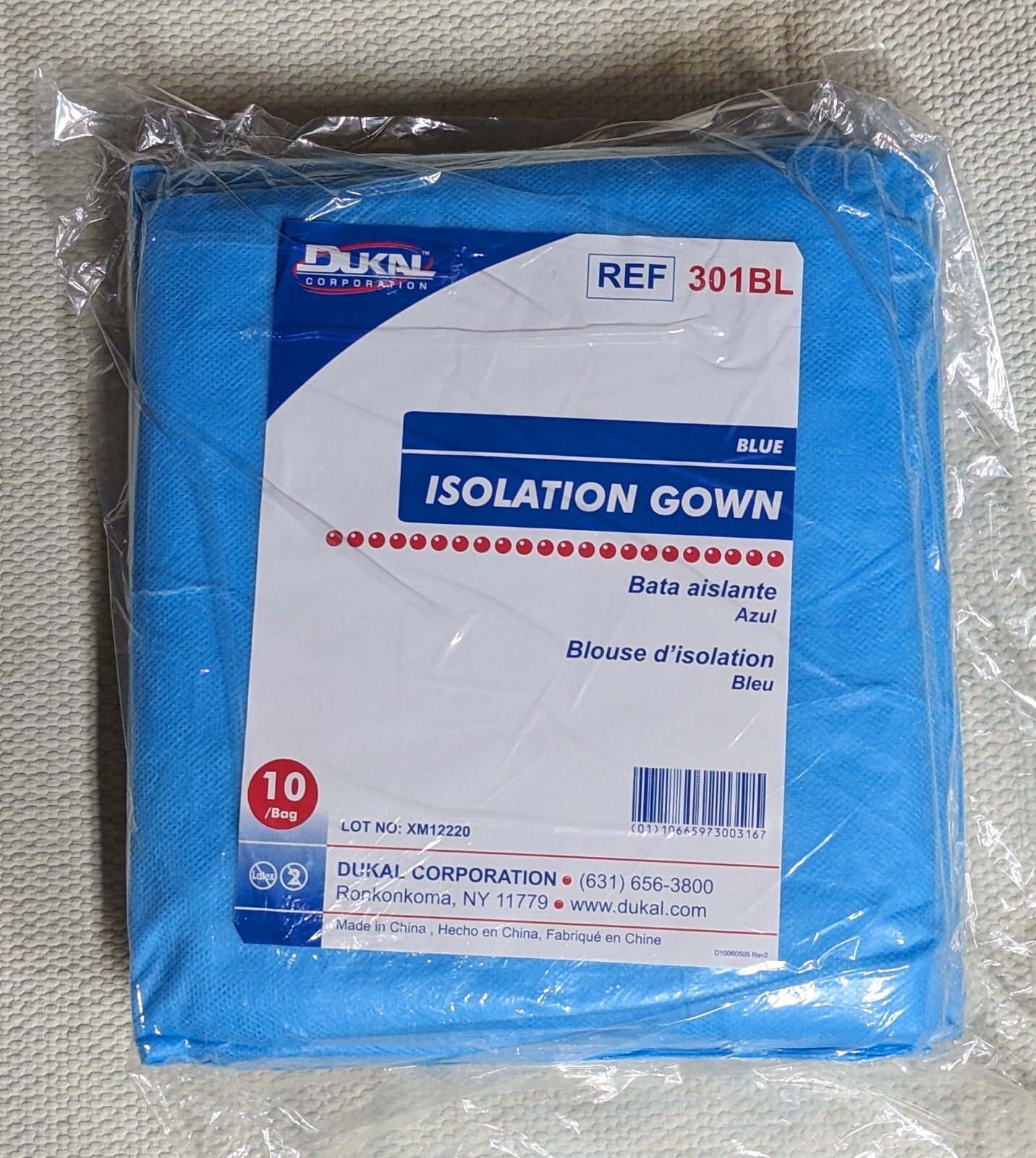 50 PCs Dukal Isolation Gown Non-Sterile, Blue (5 Packs of 10) Last Two Boxes. 50 PCs Dukal Isolation Gown Non-Sterile, Blue (5 Packs of 10) Last Two Boxes.