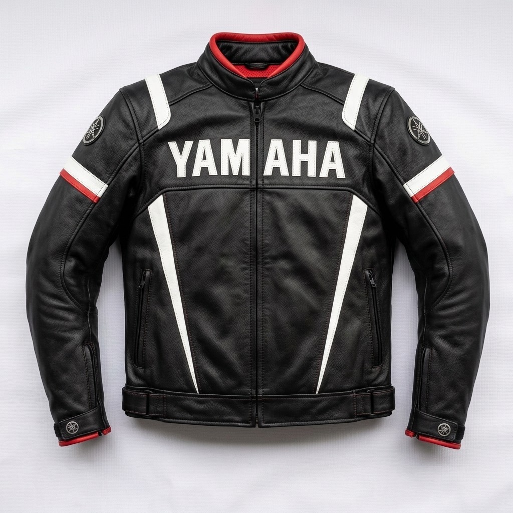 Men’s Yamaha Leather Motorcycle Motorbike Racing Riding Jacket