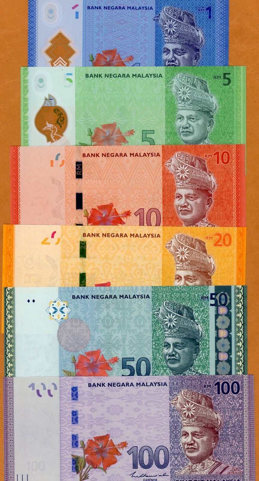 SET Malaysia, 1-5-10-20-50-100 Ringgit, ND (2009-2017),  Sig. 7 and 8 UNC