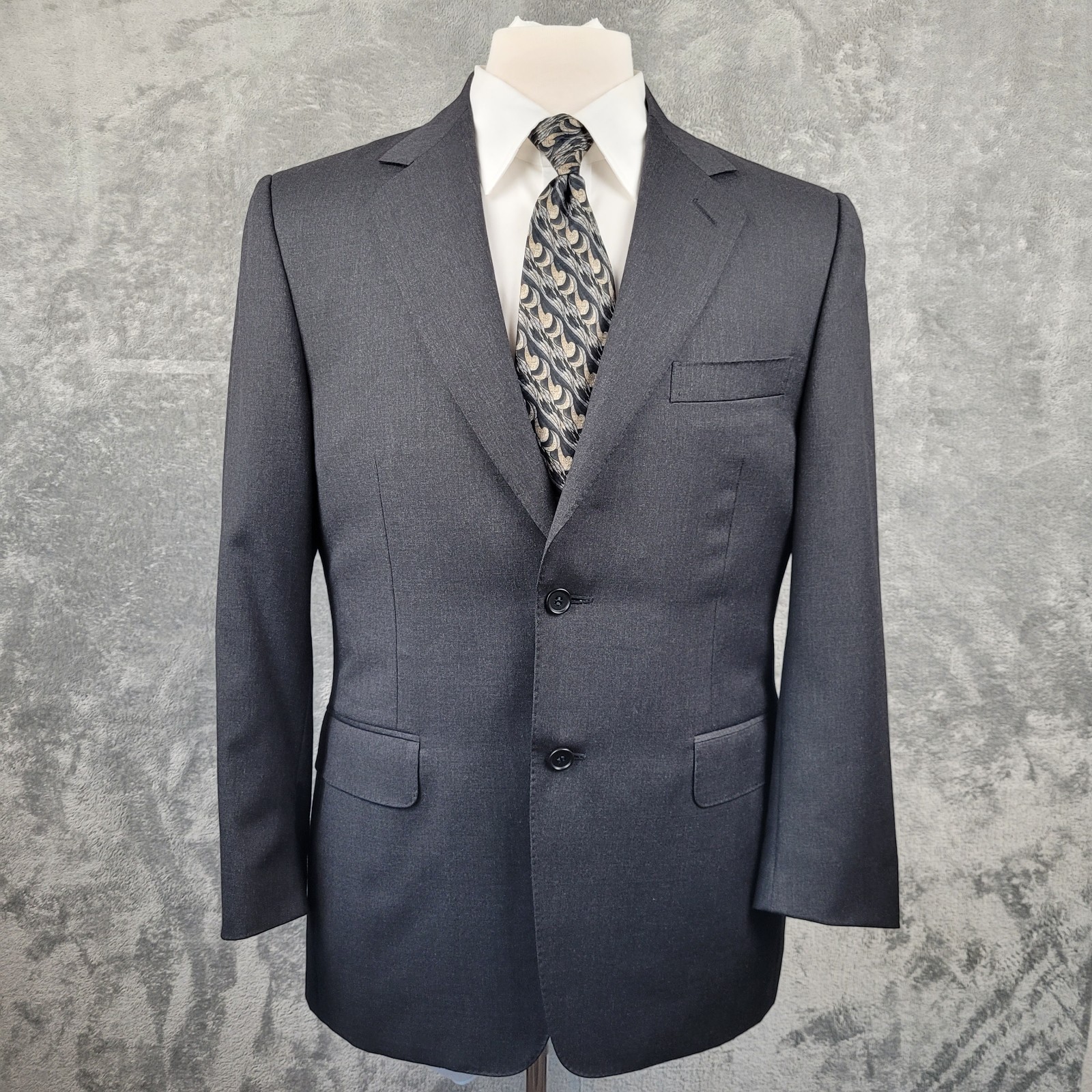 Canali Mens Blazer 38S 48C Charcoal Gray Pure Virgin Wool Made Italy 2 Button