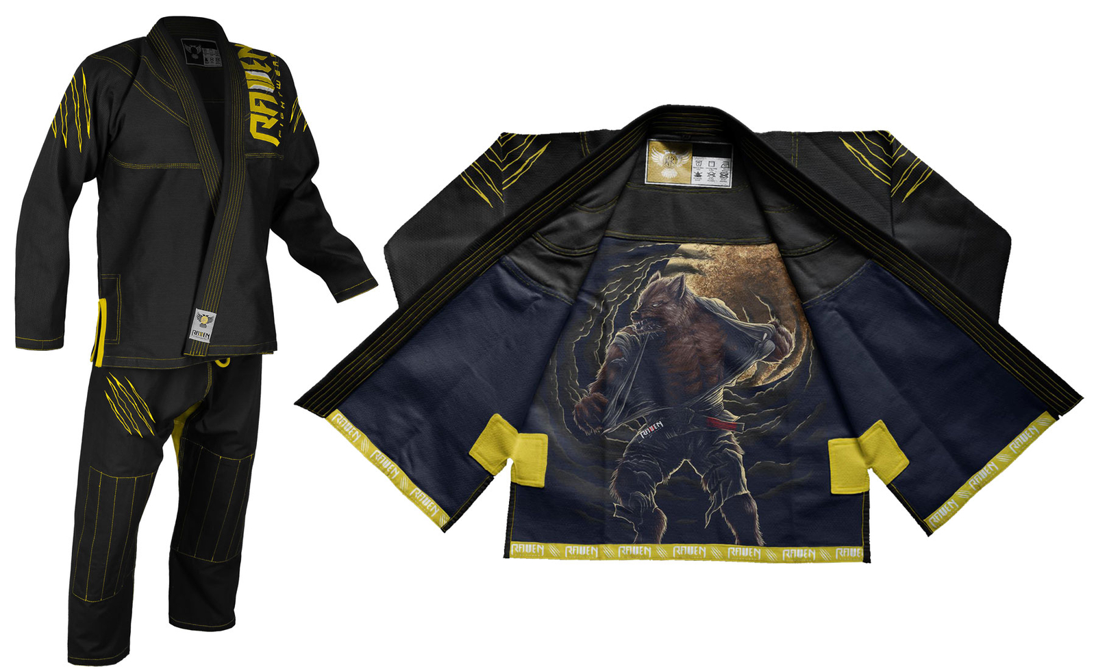 Raven Fightwear Men\'s BJJ Horror Werewolf Brazilian Jiu Jitsu Uniform Premium Gi