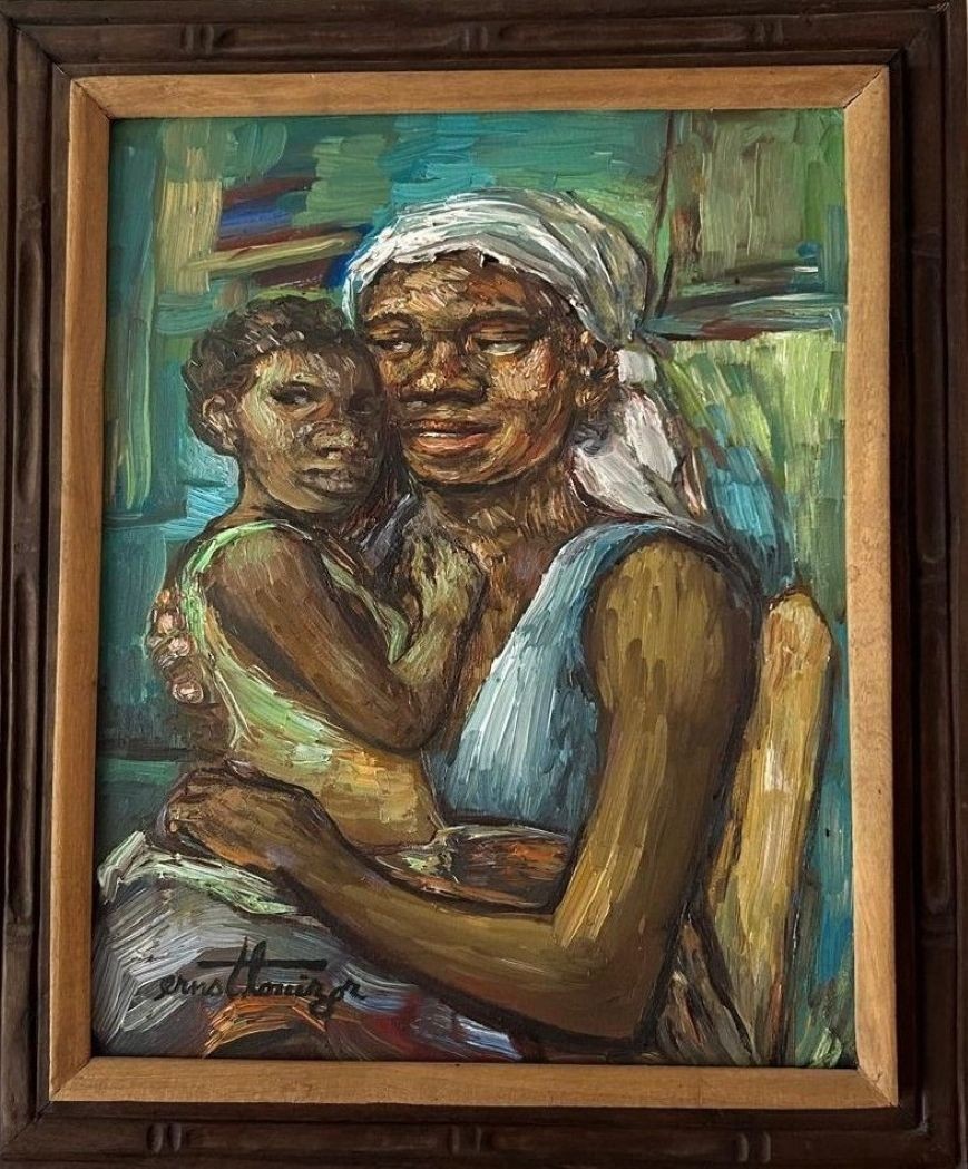 Vintage Haitian Painting by Ernst Louizor  16x20 signed & framed