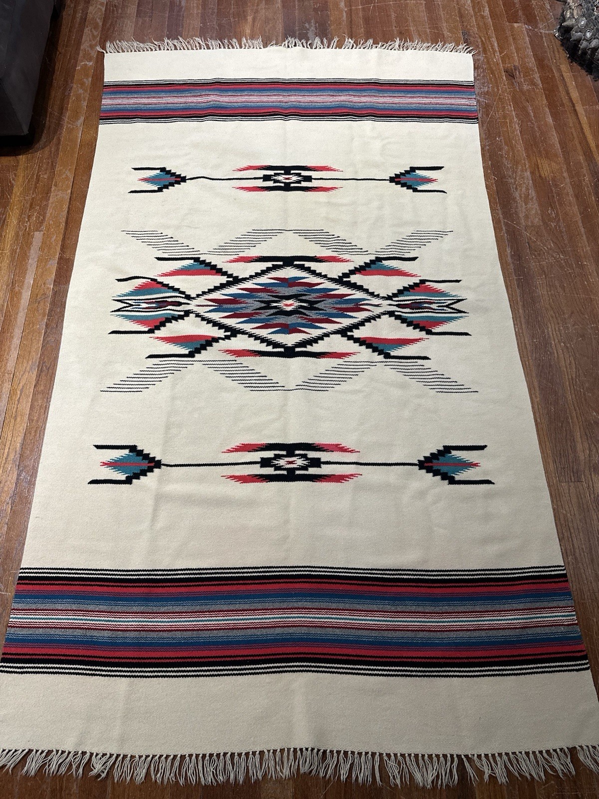 Vintage 1940s Chimayo  Blanket Rug 86x42