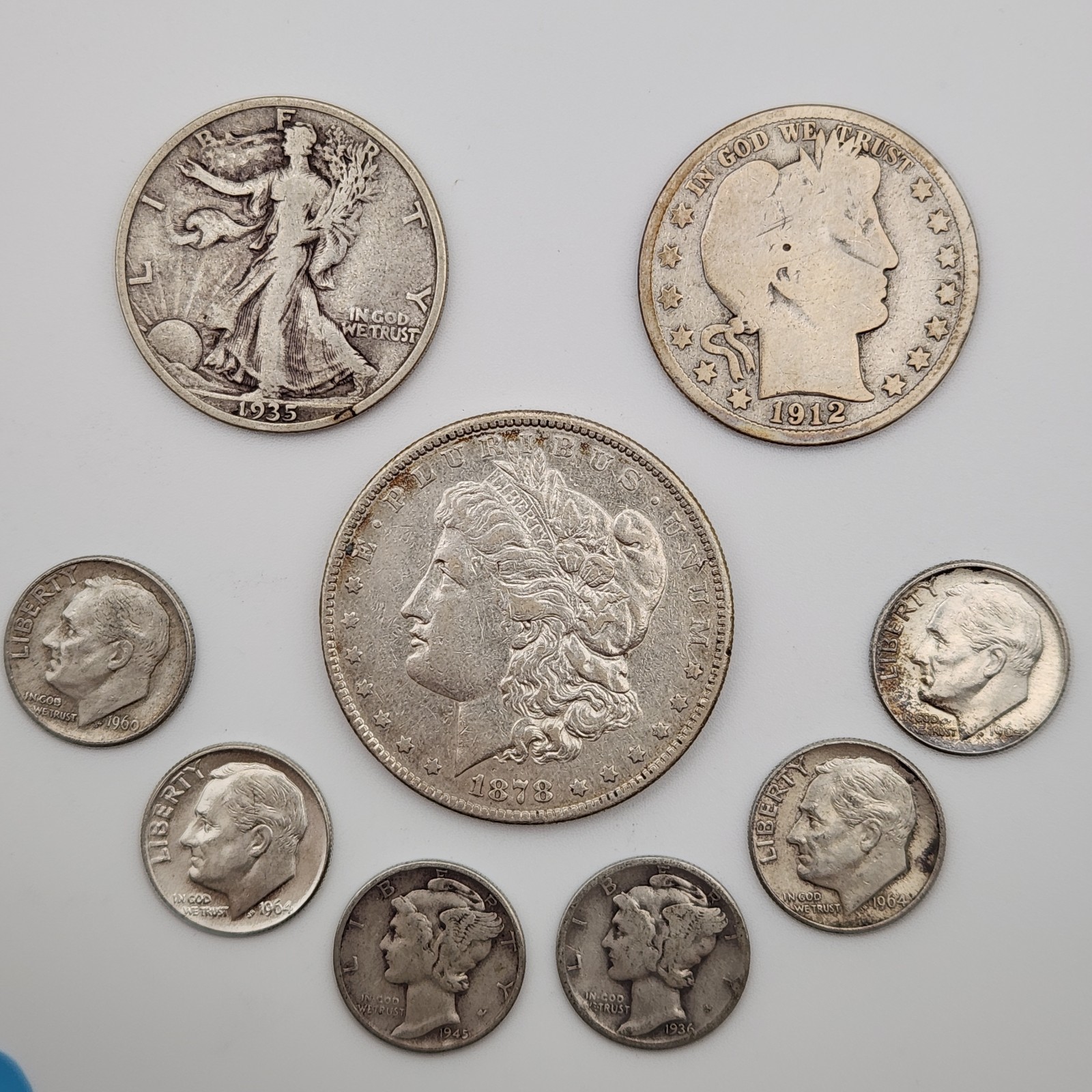2.60 Face Value 90% Junk US Silver Mixed Lot $1 Morgan Dollar Halfs Dimes SM-iA4