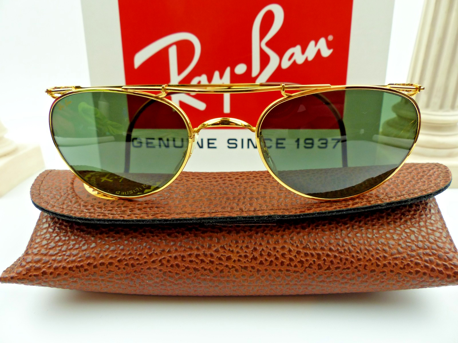 Ray-Ban Bausch & Lomb W1536 Deco Metal Oval Sunglasses G-15 XLT NOS Case Only