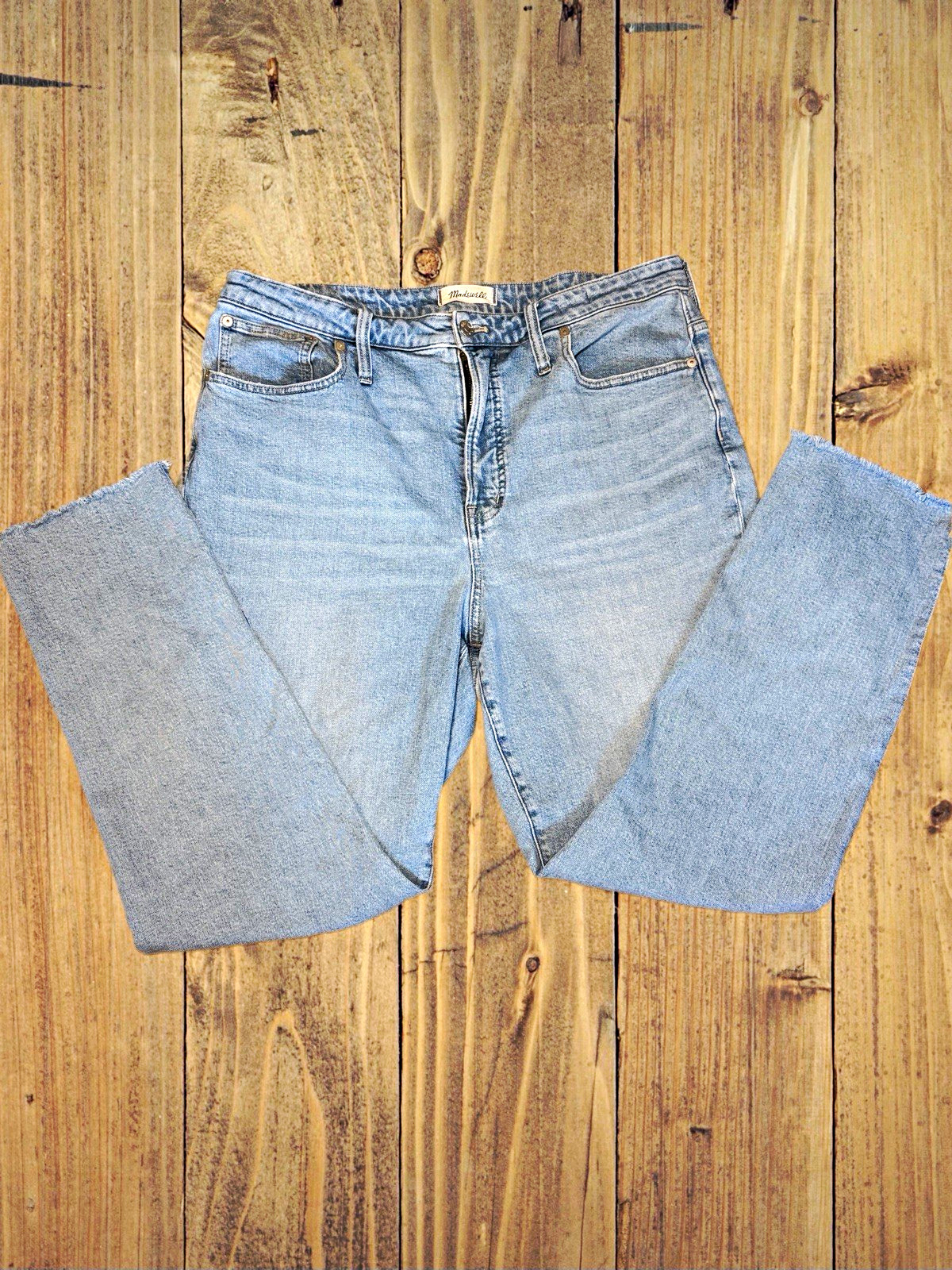 Madewell Women’s Curvy Straight Light Wash Blue Cotton Denim 5-Pocket Jeans