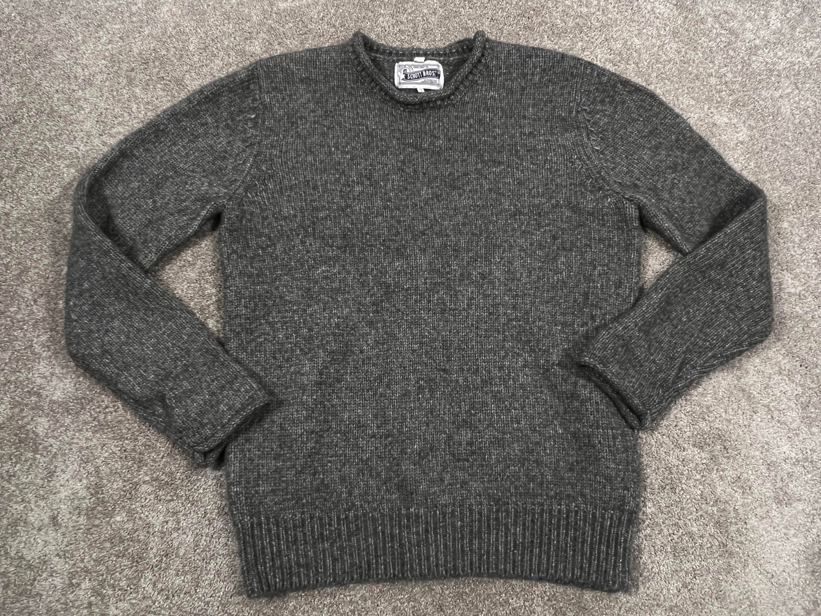 Schott Bros Sweater Mens Medium Gray Midweight Tri Blend Shawl Collar