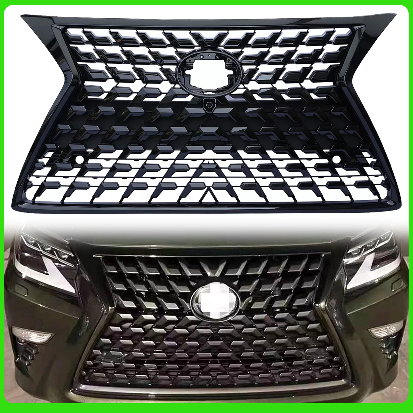 Fits 2014 2015 2016 2017-2022 LEXUS GX460 Front Gloss Black Grille Luxury Grill