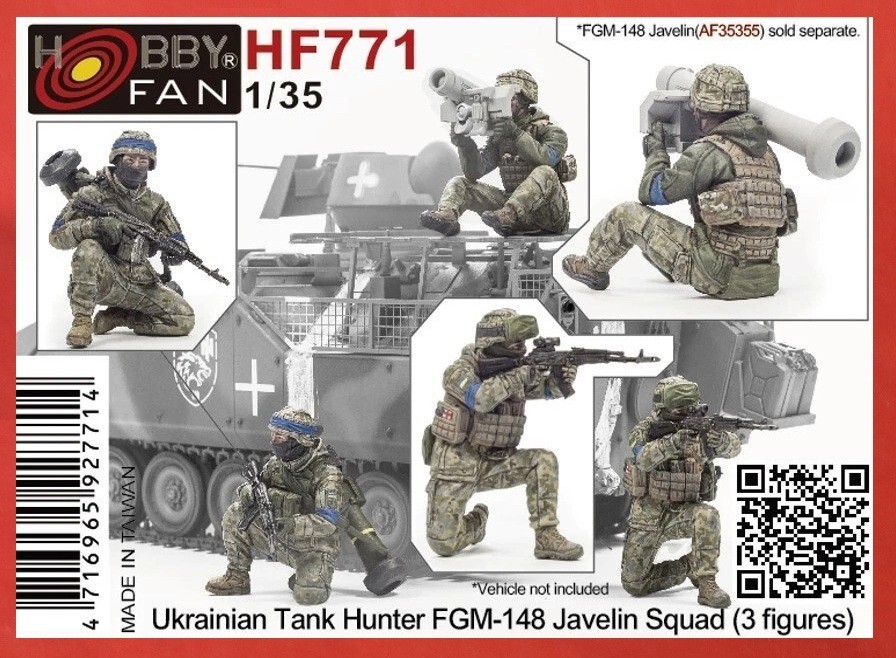 Hobby Fan HF771 1/35 Ukranian Tank Hunter FGM-148 Javelin Squad - 3 Figures Set