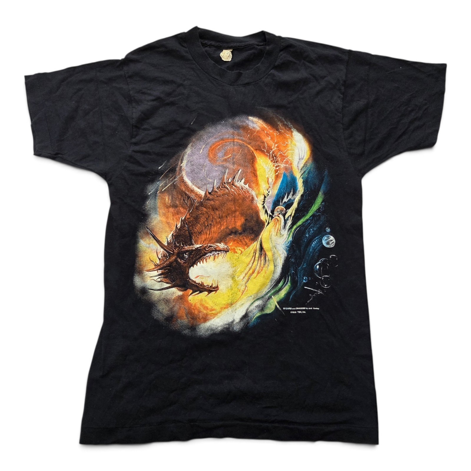 Vintage 1995 Dungeons and Dragons Wizard and Dragon Jeff Easly T Shirt (19 x 29)