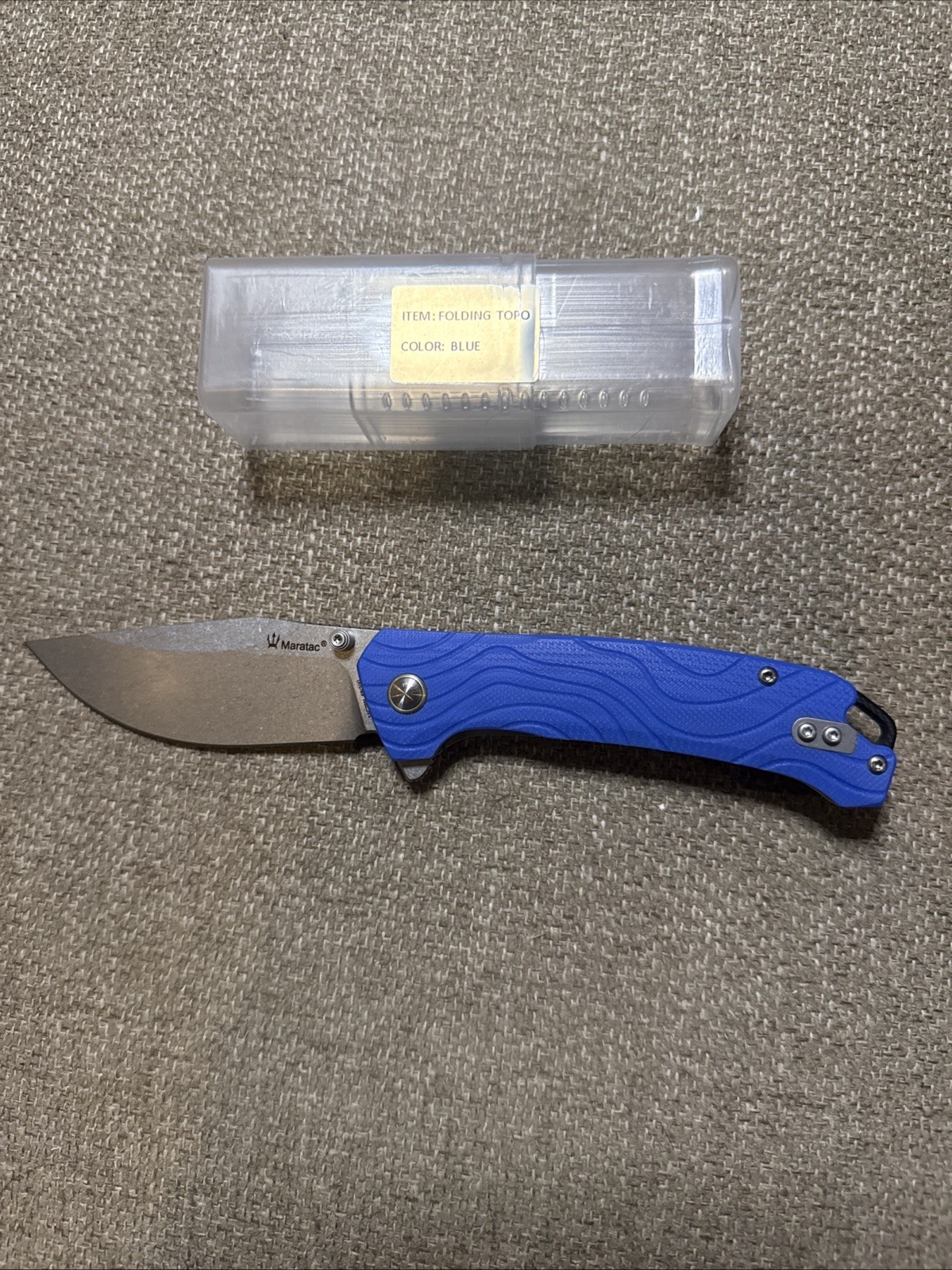 Maratac CountyComm Topo-Trekker D2 Pocket Knife - Blue G10 Handle Maratac CountyComm Topo-Trekker D2 Pocket Knife - Blue G10 Handle