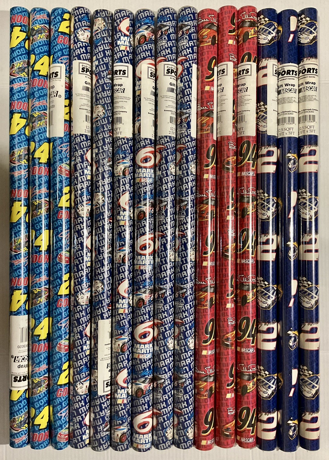15x Vintage Gordon - Wallace - Elliott - McDonald’s NASCAR Wrapping Paper SEALED