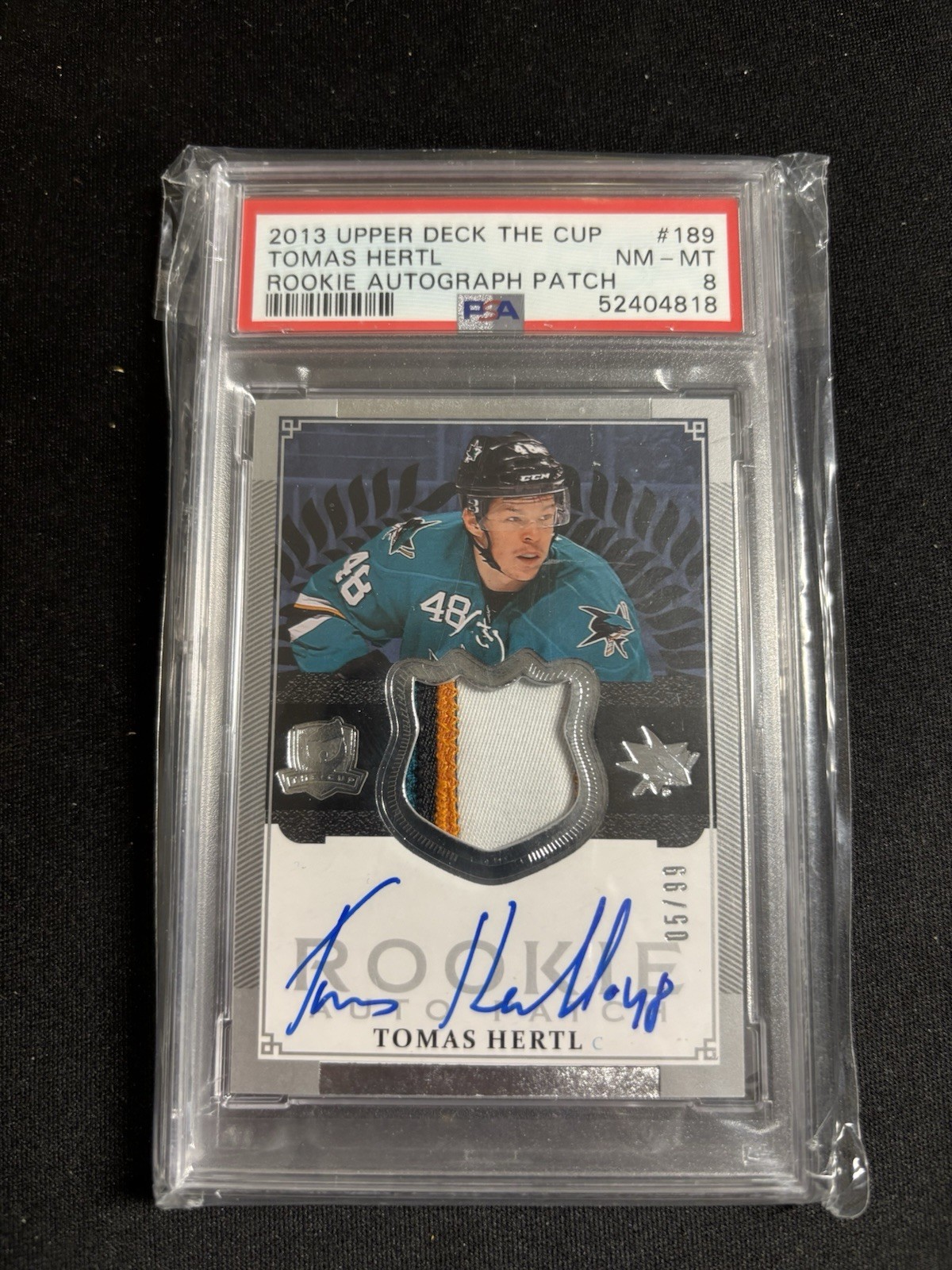 2013-14 The Cup Tomas Hertl Rookie Patch Auto 5/99 3 Colour Patch PSA 8 2013-14 The Cup Tomas Hertl Rookie Patch Auto 5/99 3 Colour Patch PSA 8
