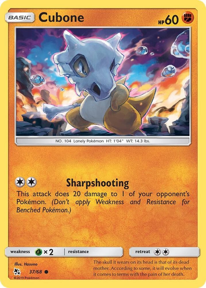 Cubone 37/68 Common Hidden Fates Pokemon NM/LP Cubone 37/68 Common Hidden Fates Pokemon NM/LP