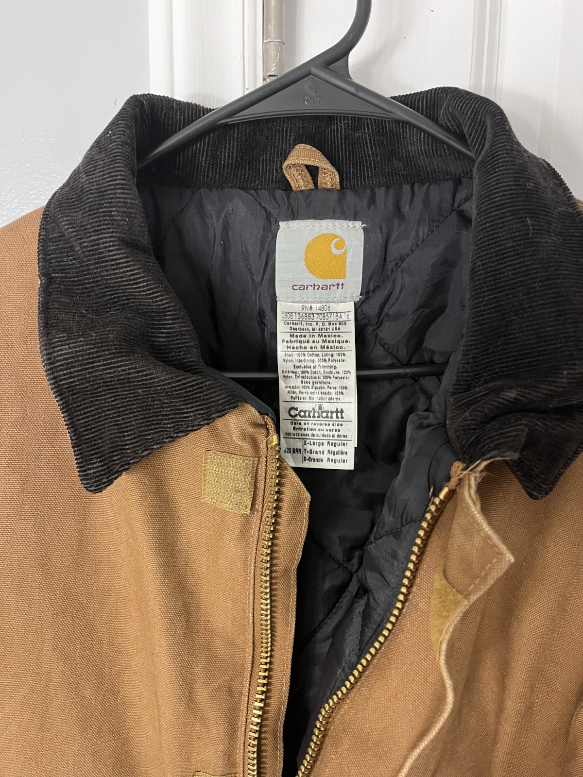 Vintage Carhartt Detroit Jacket XL Brown Blanket Lined Workwear J97 (1990s)