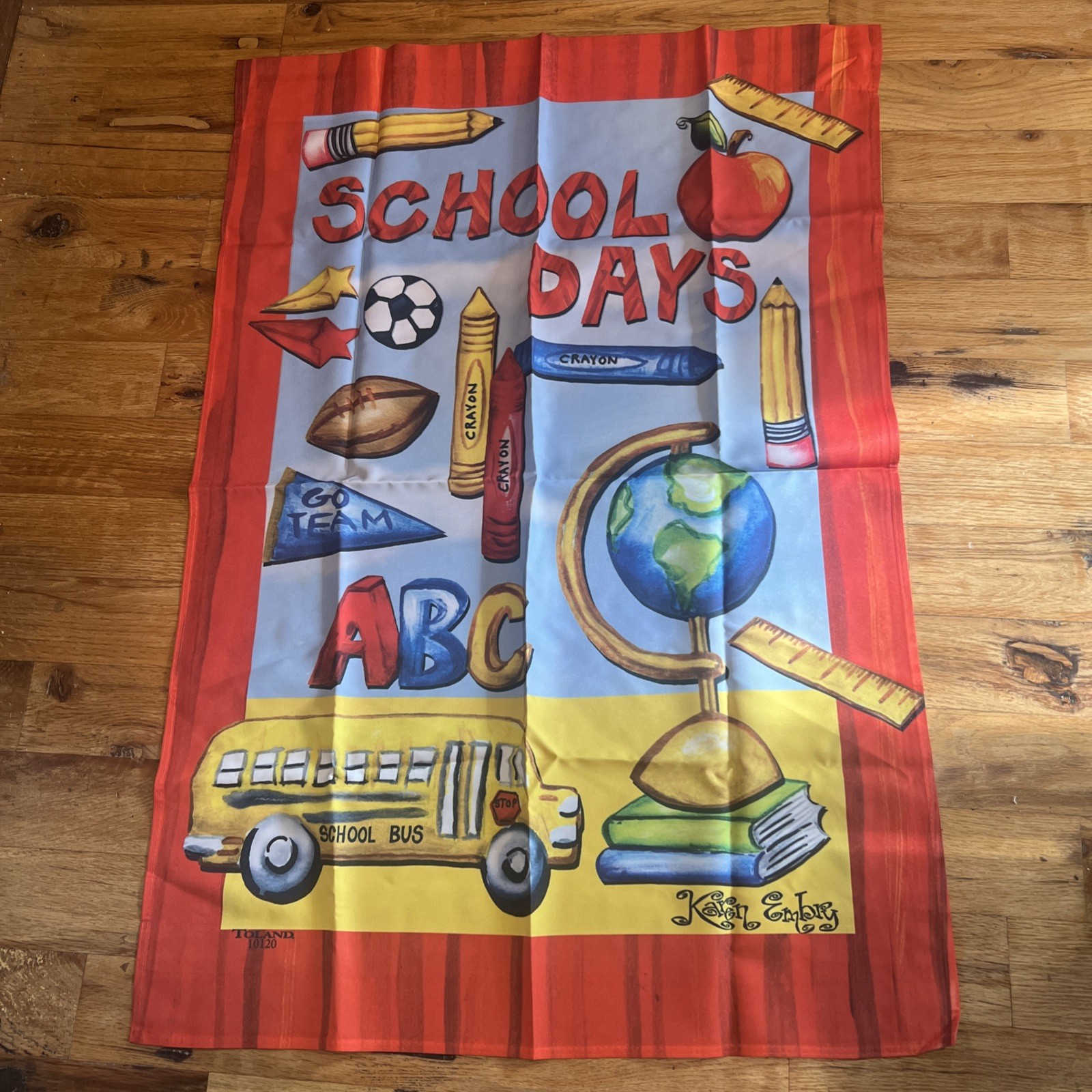 Toland New Garden Yard Flag Teacher Back to School Large 28x40 Bus Crayons Toland New Garden Yard Flag Teacher Back to School Large 28x40 Bus Crayons