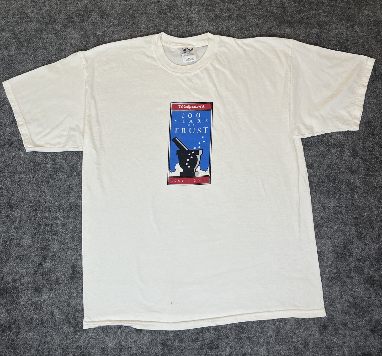 Vintage 2001 Walgreens 100 Year Anniversary TShirt 2XL White Pharmacy Vintage 2001 Walgreens 100 Year Anniversary TShirt 2XL White Pharmacy