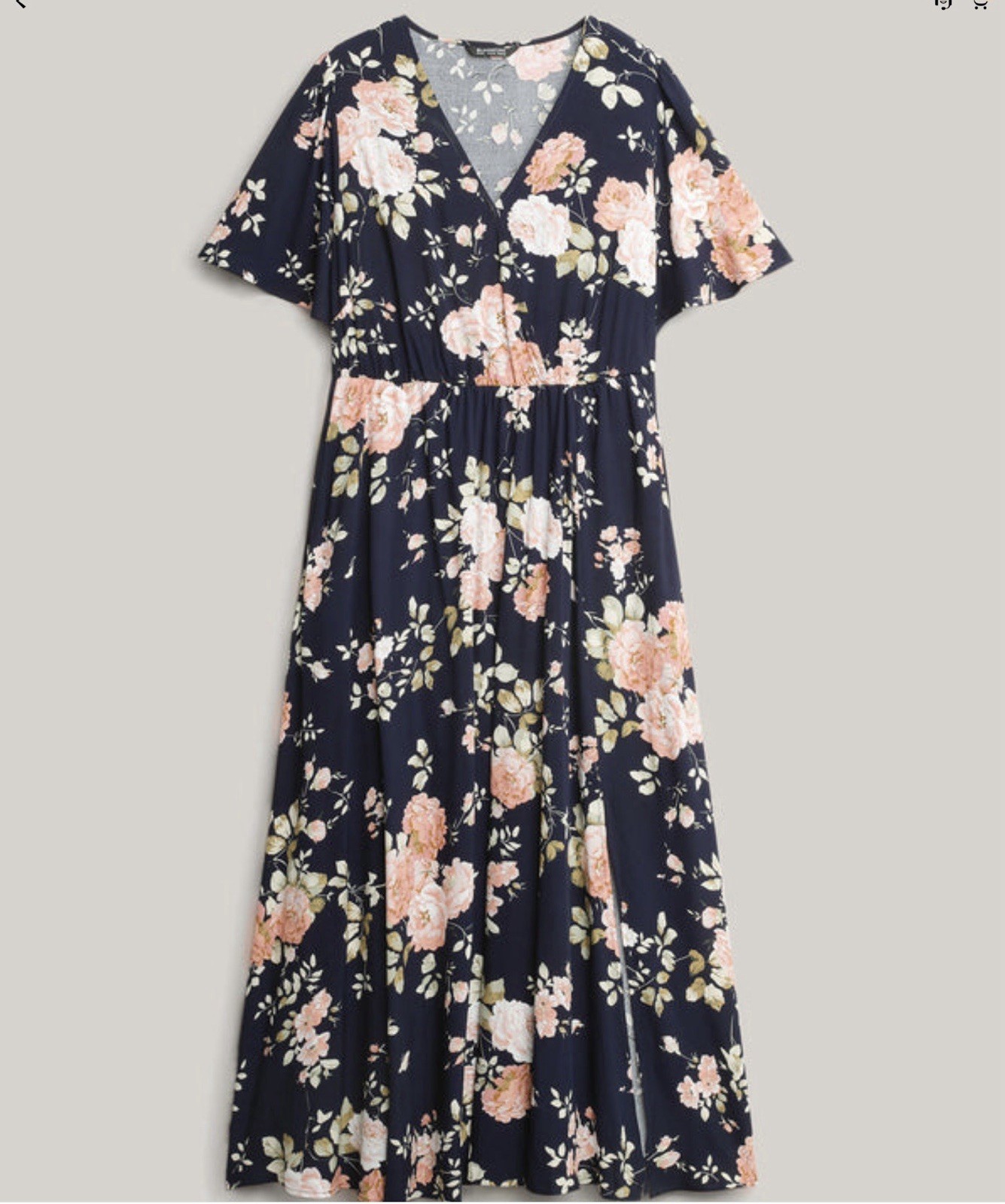 BloomChic Navy Blue Floral V-Neck Flutter Short Sleeve Maxi Dress 3XL NWT BloomChic Navy Blue Floral V-Neck Flutter Short Sleeve Maxi Dress 3XL NWT
