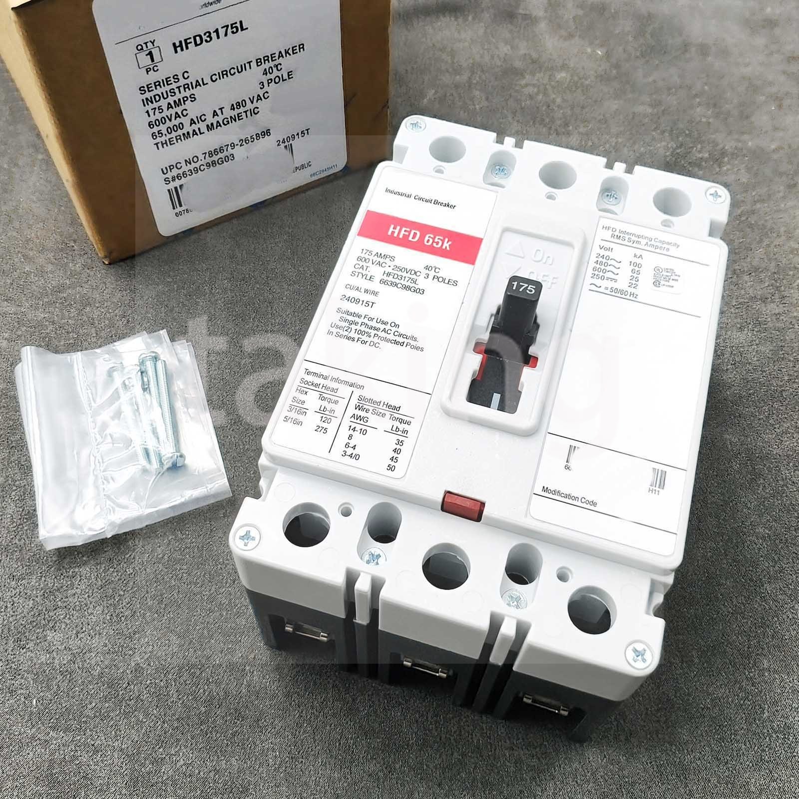 1pcs New Circuit Breaker for HFD3175L 3 Pole 175 Amp 600VAC