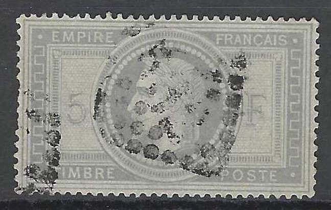 France, 1869, Scott #37, 5fr Napoleon, Used