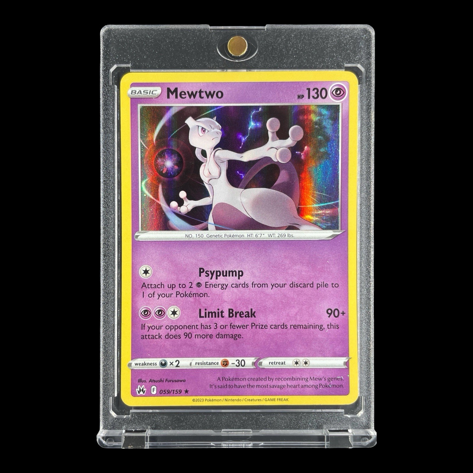 MEWTWO RARE HOLO FOIL CARD 2023 Sword & Shield Crown Zenith - Pokemon