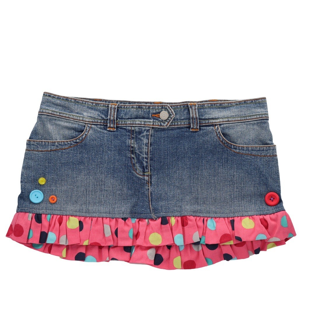 Y2K Playground Custom Upcycled Ideology Blue Ruffled Mini Skirt Size 10
